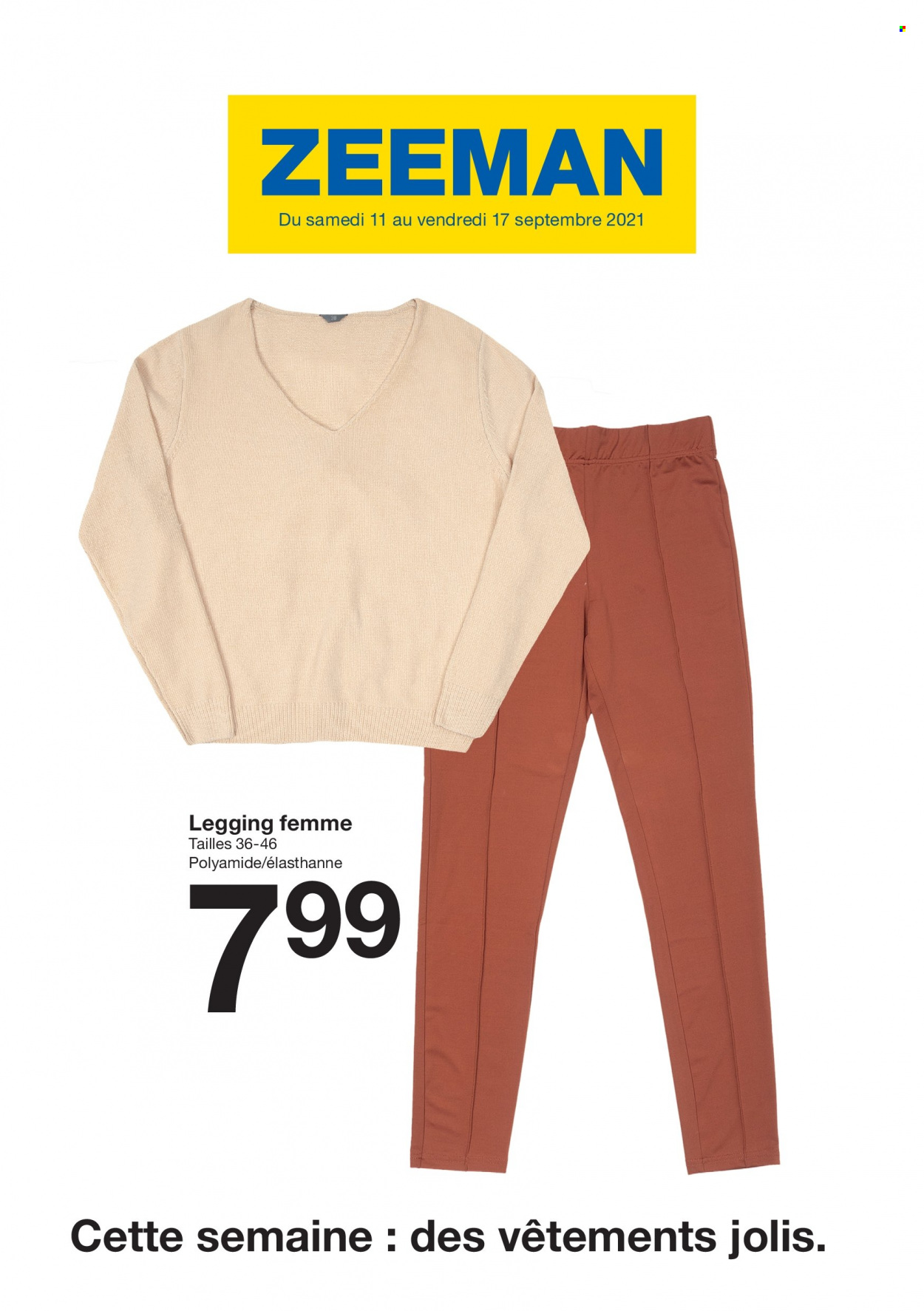 thumbnail - Catalogue Zeeman - 11/09/2021 - 17/09/2021 - Produits soldés - leggings. Page 1.