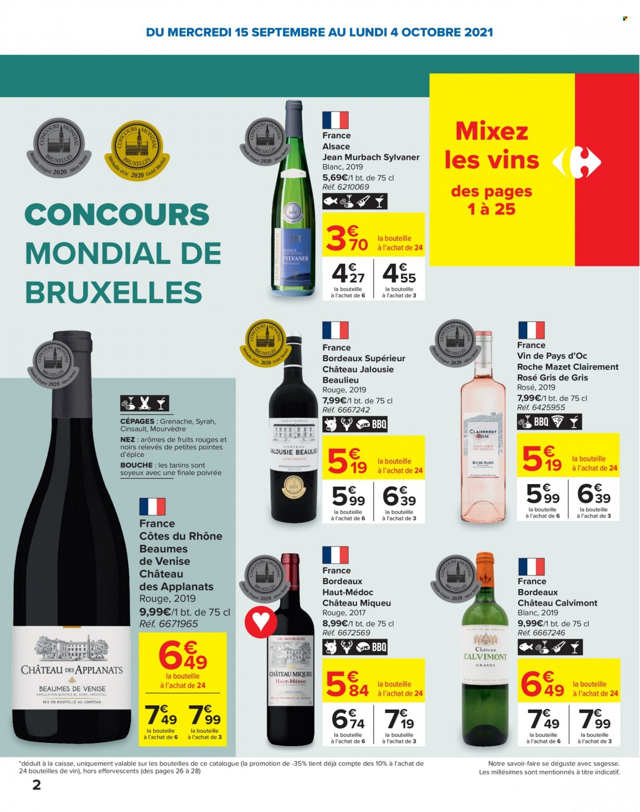 thumbnail - Catalogue Carrefour - 15/09/2021 - 04/10/2021 - Produits soldés - Côtes du Rhône, Bordeaux, ours, jeans. Page 2.
