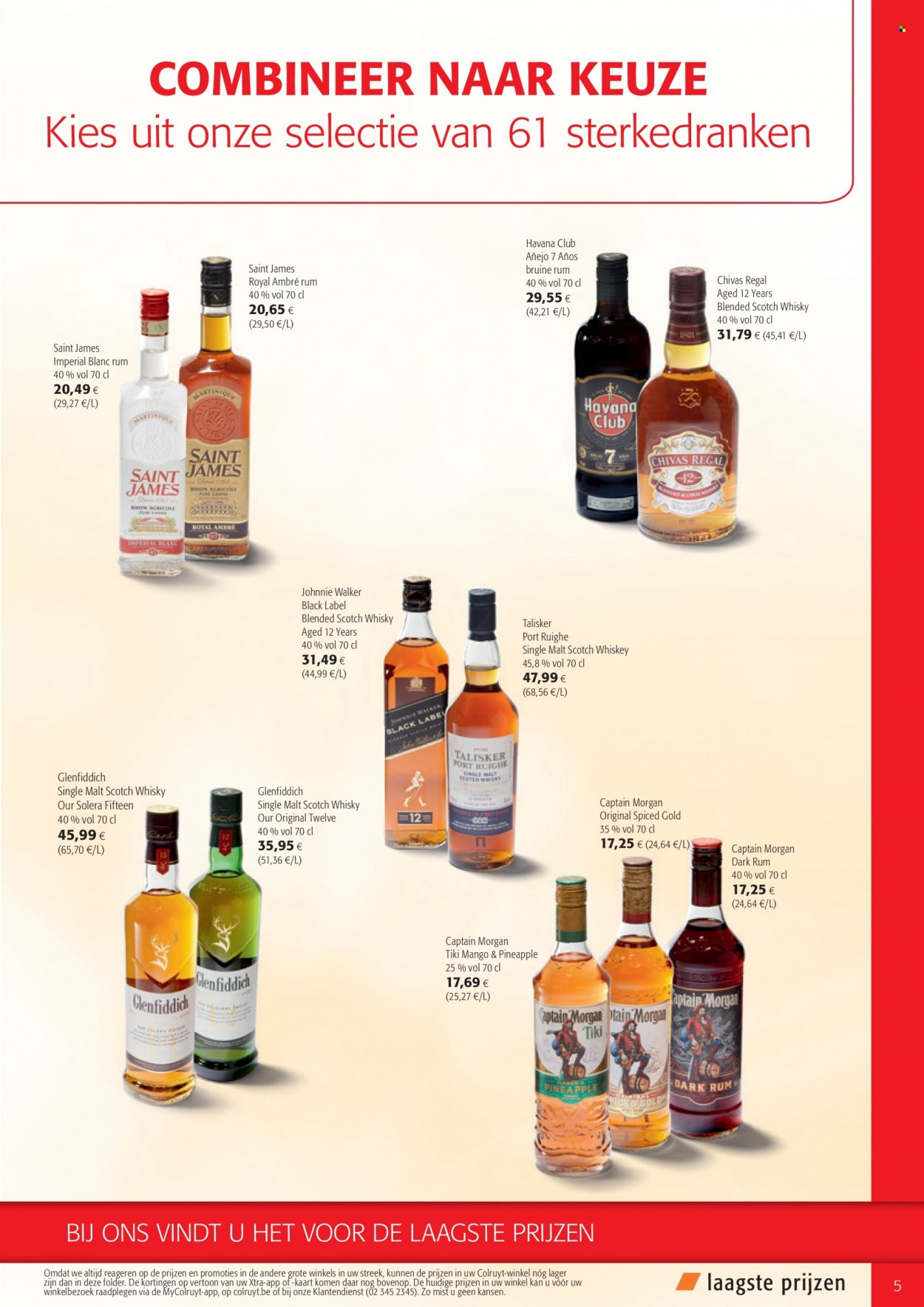 thumbnail - Colruyt-aanbieding - 22/09/2021 - 05/10/2021 -  producten in de aanbieding - mango, blended scotch whisky, rum, scotch whisky, Single Malt, Captain Morgan, whiskey, whisky. Pagina 5.