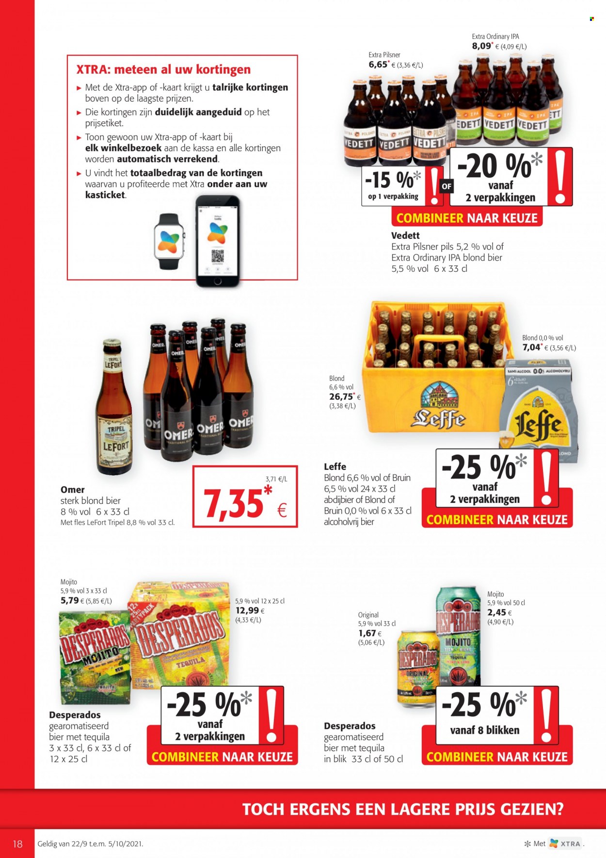 thumbnail - Colruyt-aanbieding - 22/09/2021 - 05/10/2021 -  producten in de aanbieding - Leffe, bier, Tequila. Pagina 18.