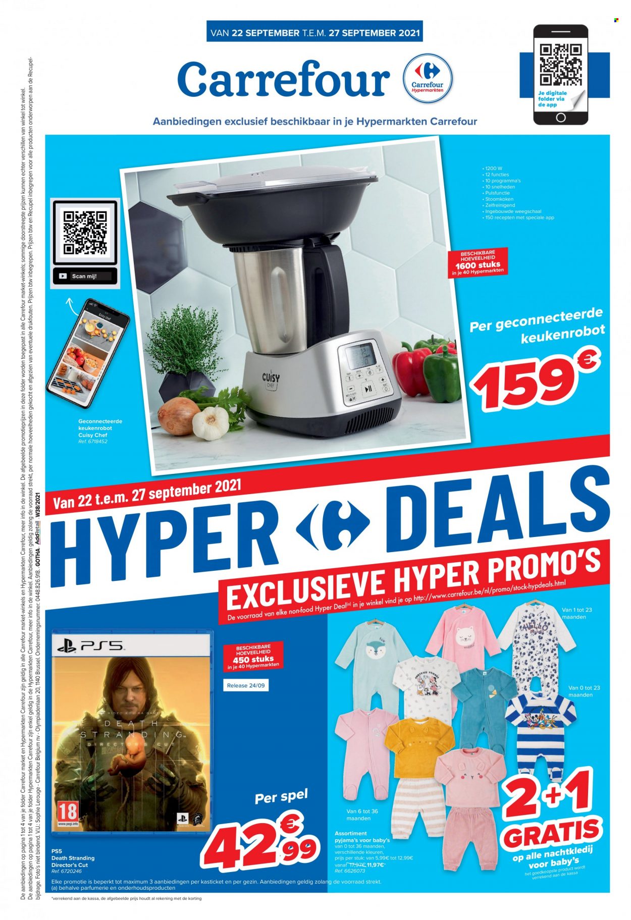 thumbnail - Carrefour hypermarkt-aanbieding - 22/09/2021 - 27/09/2021 -  producten in de aanbieding - PlayStation 5, foto, pyjama. Pagina 1.