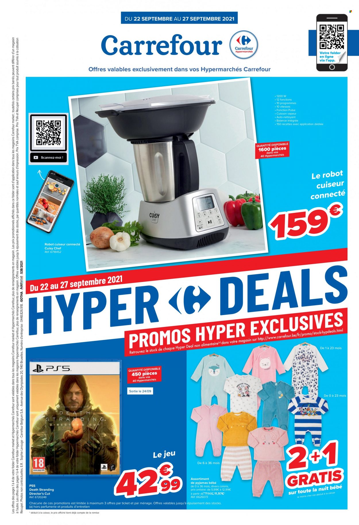 thumbnail - Catalogue Carrefour hypermarkt - 22/09/2021 - 27/09/2021 - Produits soldés - PS5, robot de cuisine, pyjama. Page 1.