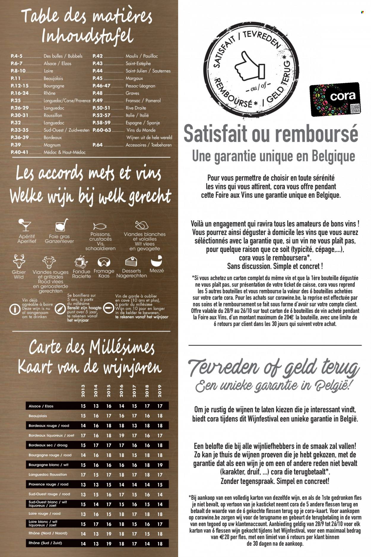 thumbnail - Cora-aanbieding - 27/09/2021 - 25/10/2021 -  producten in de aanbieding - foie gras, kaas, Raclette, Magnum, wijn, Beaujolais, Sauternes. Pagina 2.
