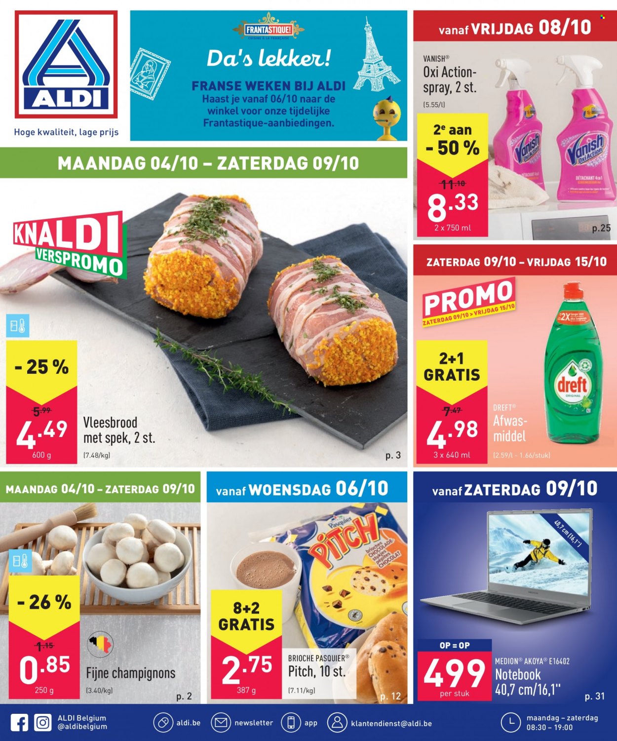 thumbnail - Catalogue ALDI - 04/10/2021 - 09/10/2021 - Produits soldés - brioche pasquier, champignon. Page 1.