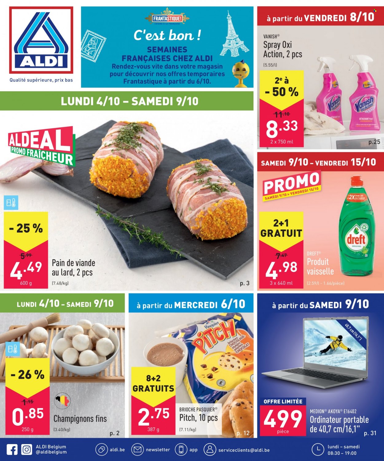 thumbnail - ALDI-aanbieding - 04/10/2021 - 09/10/2021 -  producten in de aanbieding - champignons, brioche, lard, Vanish. Pagina 1.