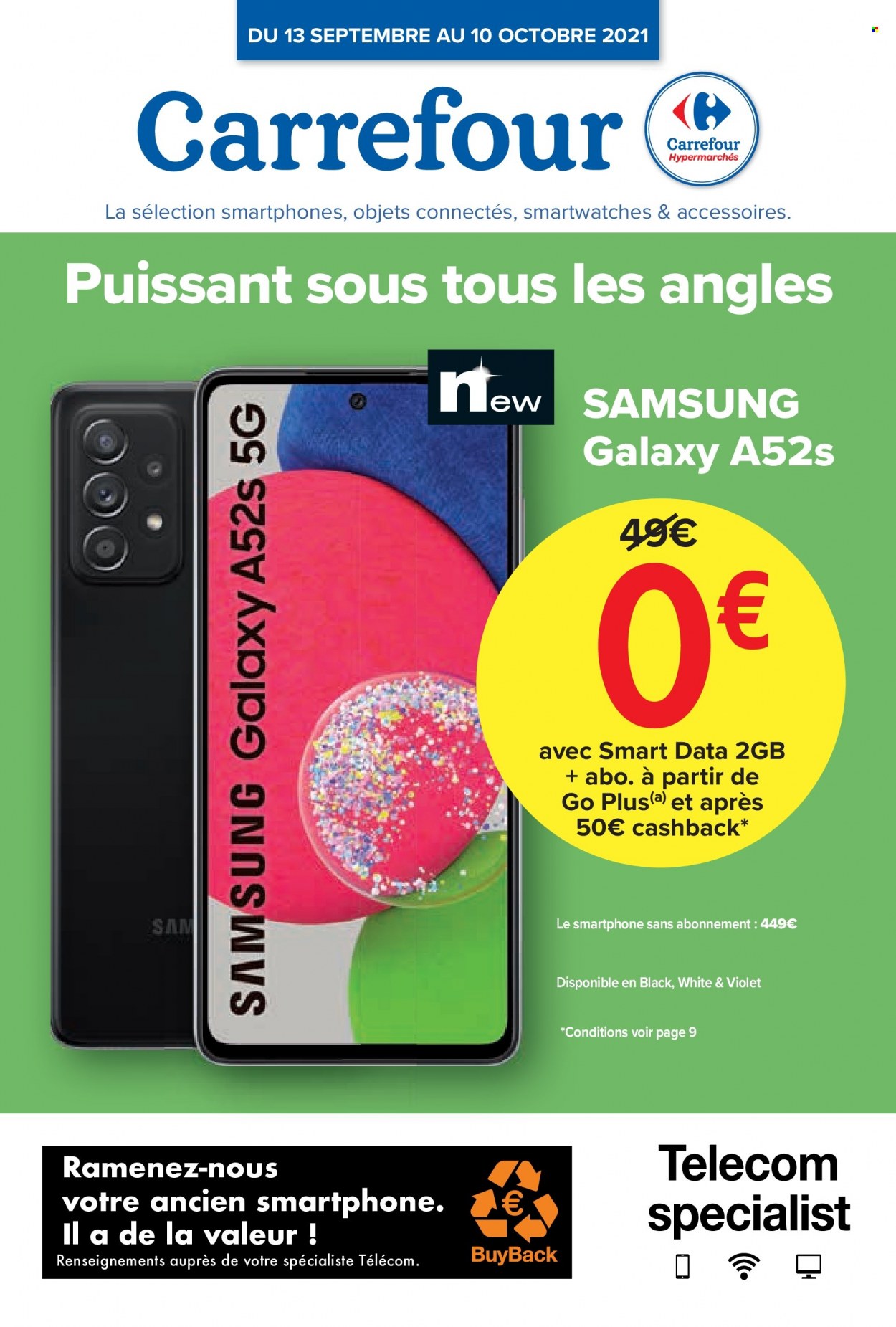 thumbnail - Carrefour hypermarkt-aanbieding - 13/09/2021 - 10/10/2021 -  producten in de aanbieding - Samsung, smartphone. Pagina 1.