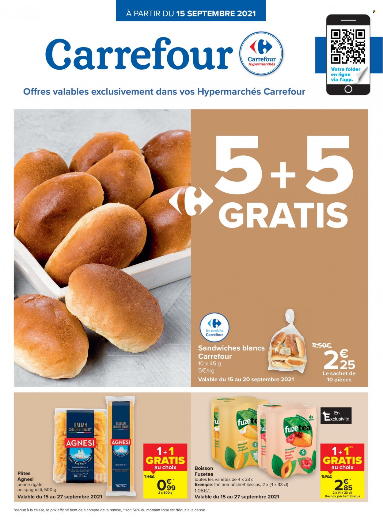 thumbnail - Carrefour hypermarkt-aanbieding - 15/09/2021 - 27/09/2021 -  producten in de aanbieding - mango, penne, spaghetti, thee. Pagina 1.