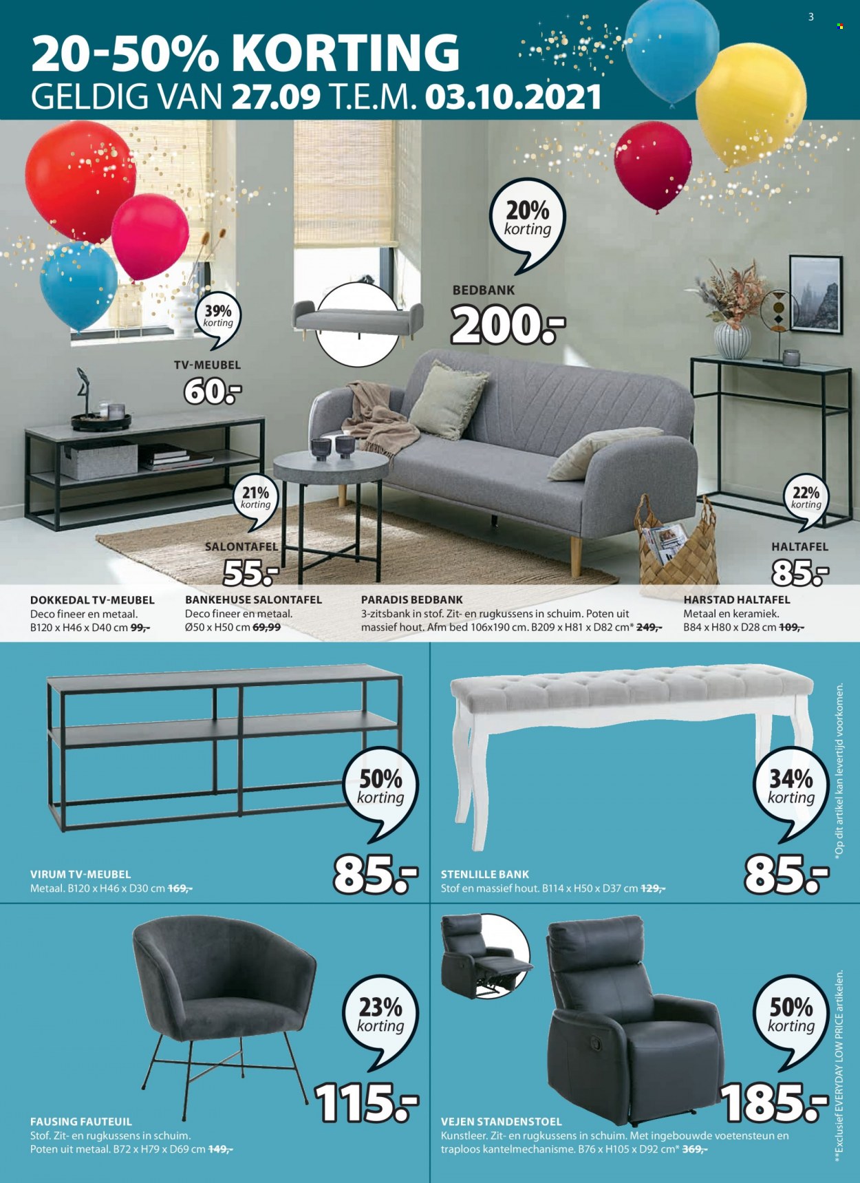 thumbnail - JYSK-aanbieding - 27/09/2021 - 10/10/2021 -  producten in de aanbieding - bank, zitsbank, fauteuil, TV-meubel, bed. Pagina 3.