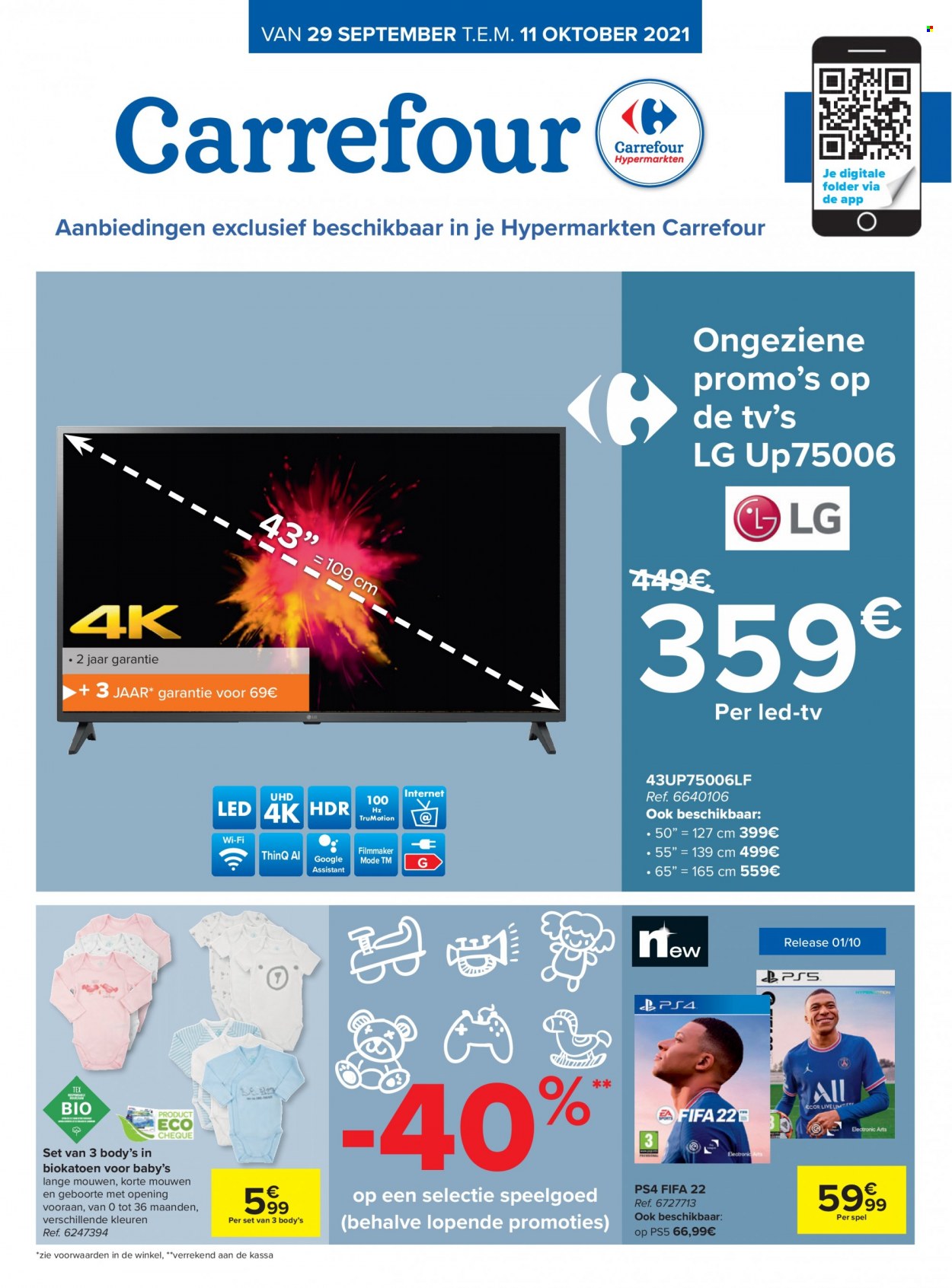 thumbnail - Carrefour hypermarkt-aanbieding - 29/09/2021 - 11/10/2021 -  producten in de aanbieding - LG, PlayStation 4, PlayStation 5, TV, speelgoed. Pagina 1.