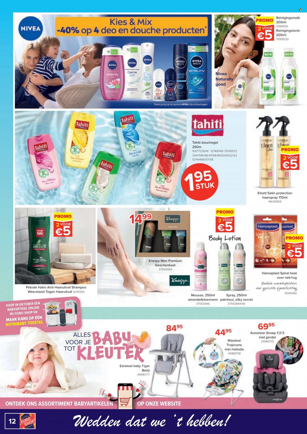 thumbnail - Euro Shop-aanbieding - 30/09/2021 - 24/10/2021 -  producten in de aanbieding - Kneipp, Nivea, bodylotion, geschenkset, shampoo, wipstoel, autostoel. Pagina 12.