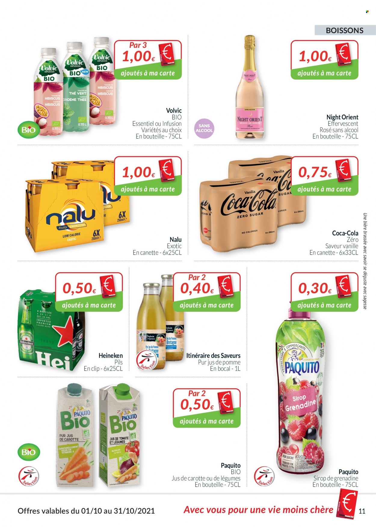 thumbnail - Intermarché-aanbieding - 01/10/2021 - 31/10/2021 -  producten in de aanbieding - Heineken, Coca-Cola, Grenadine. Pagina 11.