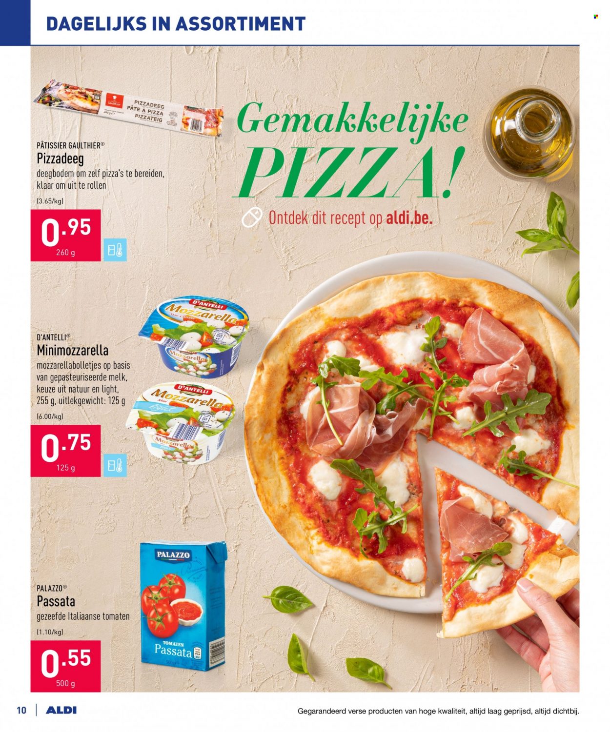 thumbnail - ALDI-aanbieding - 11/10/2021 - 22/10/2021 -  producten in de aanbieding - pizza, mozzarella, melk, pizzadeeg. Pagina 10.