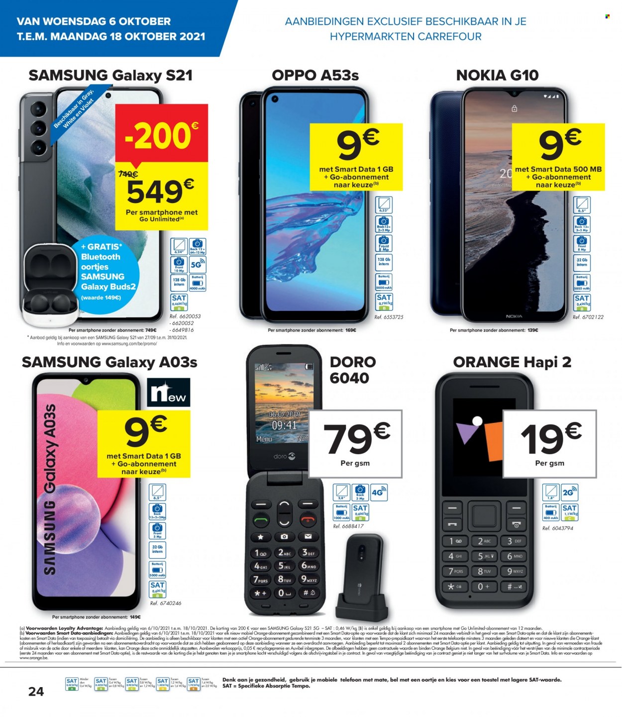 thumbnail - Catalogue Carrefour hypermarkt - 06/10/2021 - 18/10/2021 - Produits soldés - Nokia, smartphone, Oppo, Samsung. Page 4.