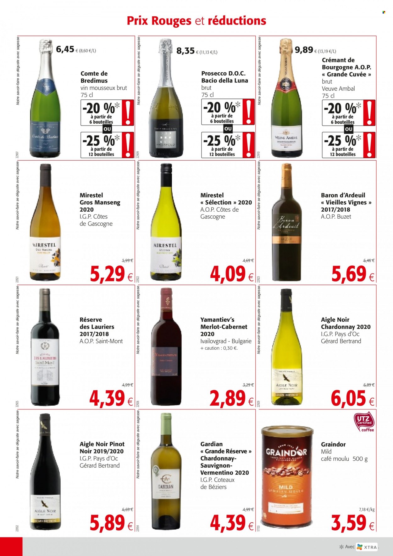 thumbnail - Colruyt-aanbieding - 06/10/2021 - 19/10/2021 -  producten in de aanbieding - Chardonnay, Merlot, Pinot Noir, prosecco, Côtes de Gascogne. Pagina 4.