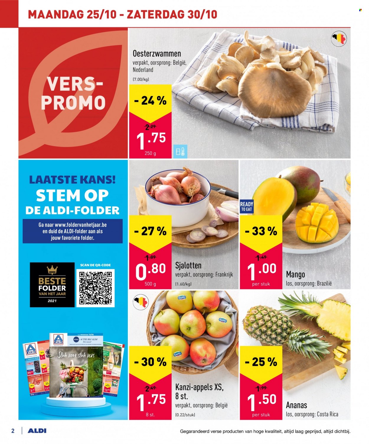 thumbnail - ALDI-aanbieding - 25/10/2021 - 30/10/2021 -  producten in de aanbieding - oesterzwammen, appels, mango, ananas. Pagina 2.