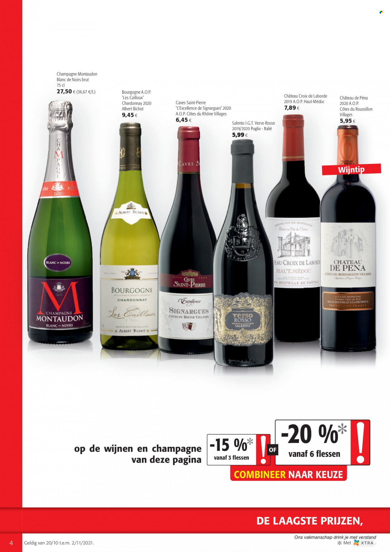 thumbnail - Colruyt-aanbieding - 20/10/2021 - 02/11/2021 -  producten in de aanbieding - champagne, Chardonnay, Côtes du Rhône, Côtes du Roussillon. Pagina 4.