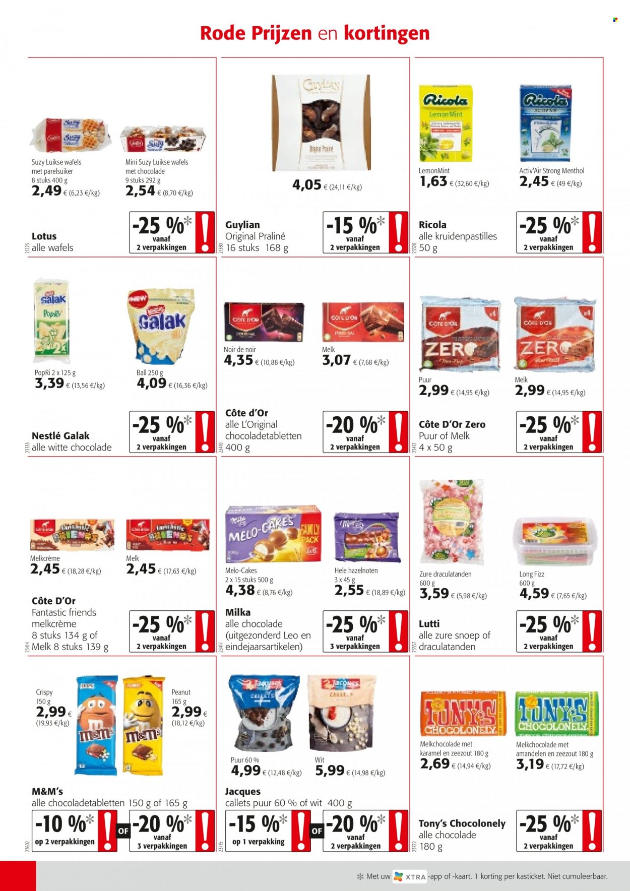 thumbnail - Colruyt-aanbieding - 20/10/2021 - 02/11/2021 -  producten in de aanbieding - Milka, melk, chocolade, melkchocolade, Ricola, witte chocolade, Nestlé, M&M's, hazelnoten, amandelen. Pagina 4.