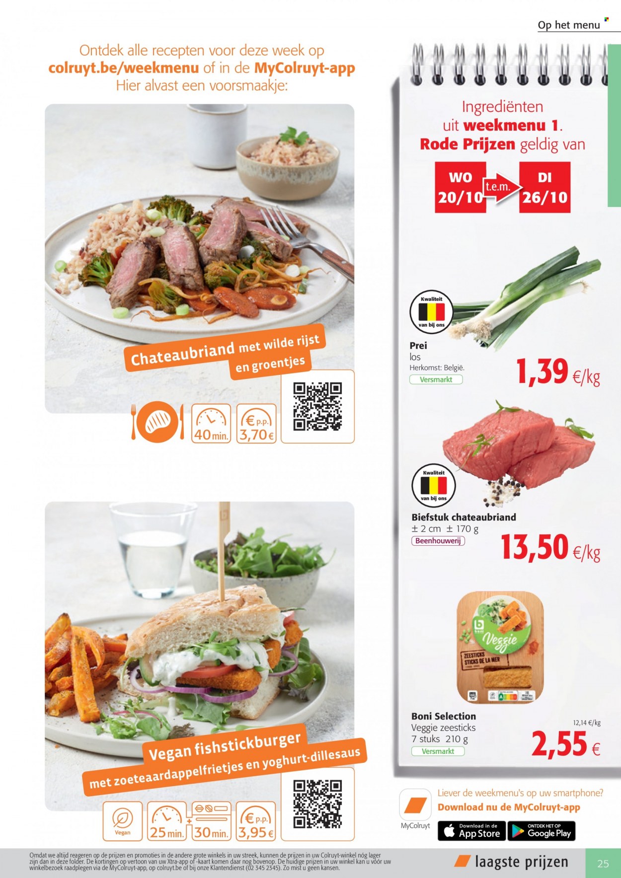 thumbnail - Colruyt-aanbieding - 20/10/2021 - 26/10/2021 -  producten in de aanbieding - prei, biefstuk, vegetarisch eten, Veggie, yoghurt, rijst. Pagina 4.