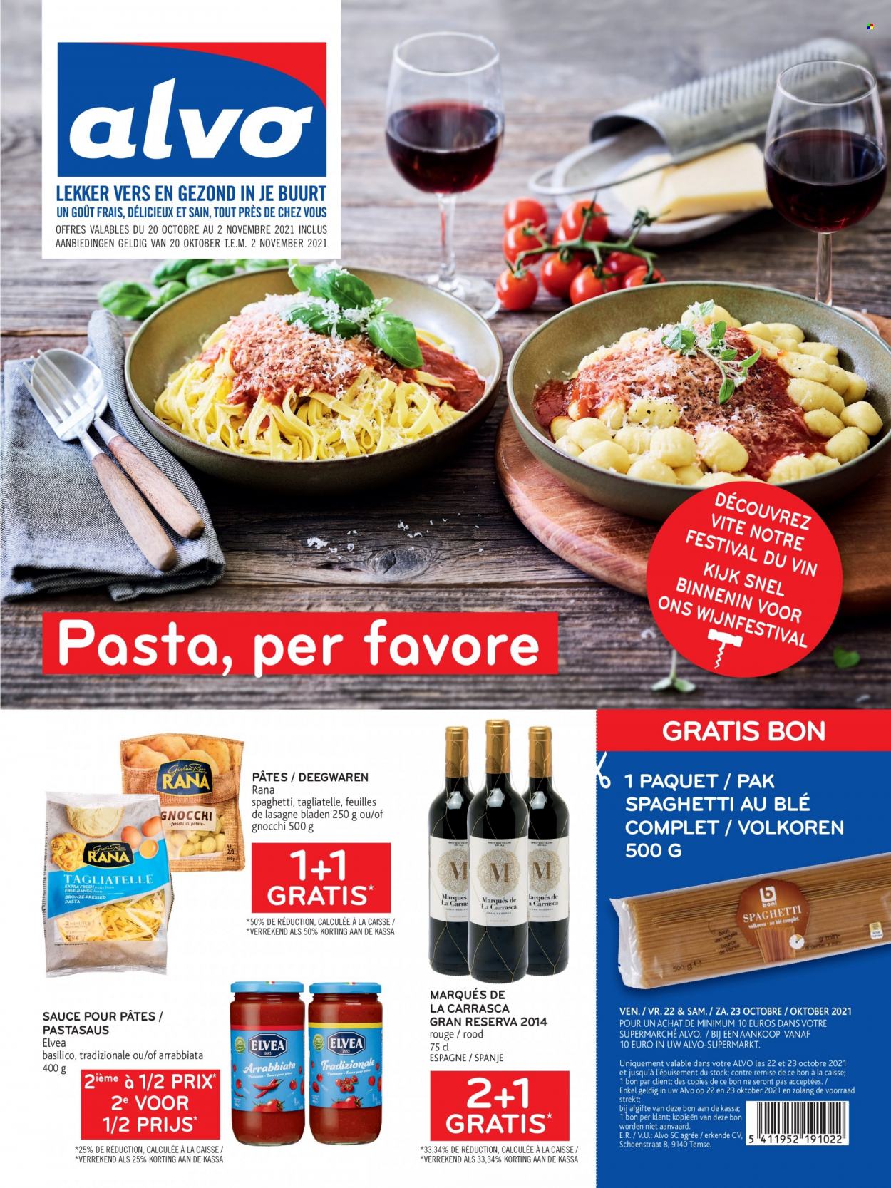 thumbnail - Alvo-aanbieding - 20/10/2021 - 02/11/2021 -  producten in de aanbieding - lasagne, gnocchi, pasta, spaghetti, tagliatelle, wijn. Pagina 1.