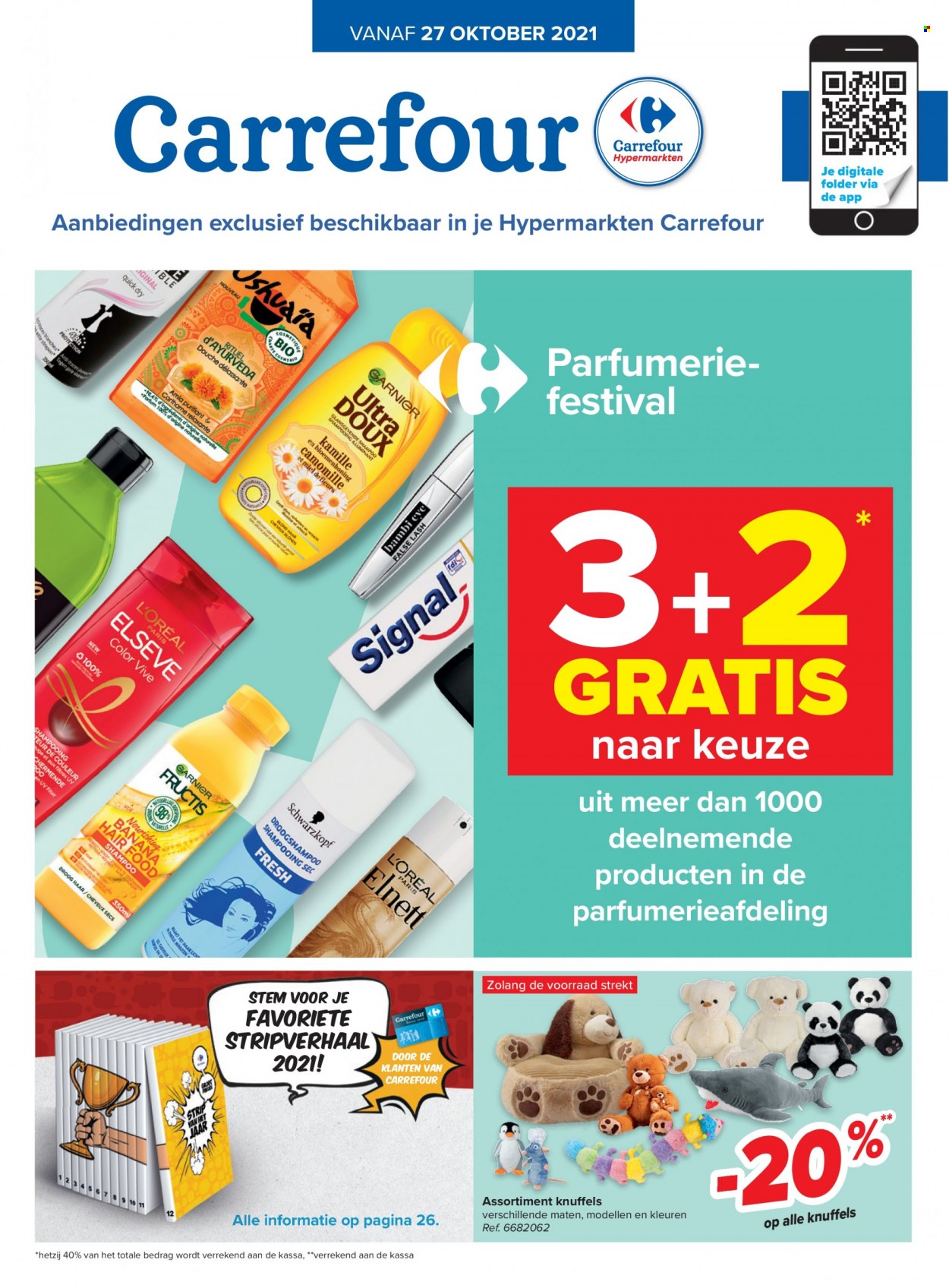 thumbnail - Carrefour hypermarkt-aanbieding - 27/10/2021 - 08/11/2021 -  producten in de aanbieding - L’oréal, Garnier, Schwarzkopf, Elseve, Fructis. Pagina 1.