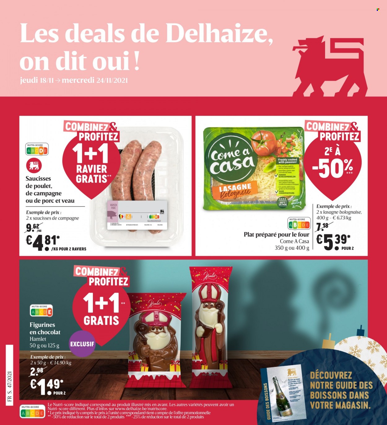 thumbnail - Delhaize-aanbieding - 18/11/2021 - 24/11/2021 -  producten in de aanbieding - lasagne. Pagina 1.