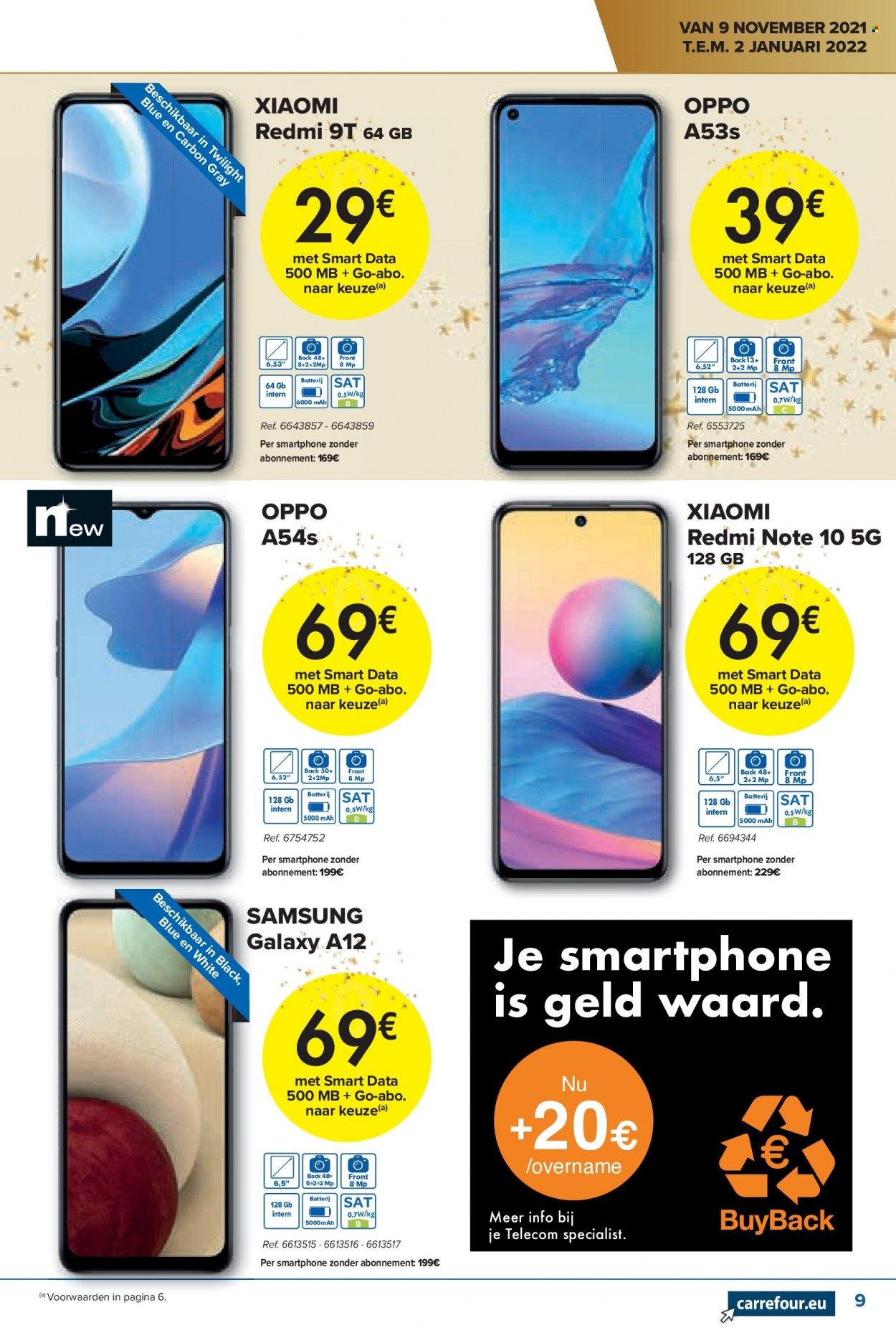 thumbnail - Carrefour hypermarkt-aanbieding - 09/11/2021 - 02/01/2022 -  producten in de aanbieding - Samsung, smartphone. Pagina 9.
