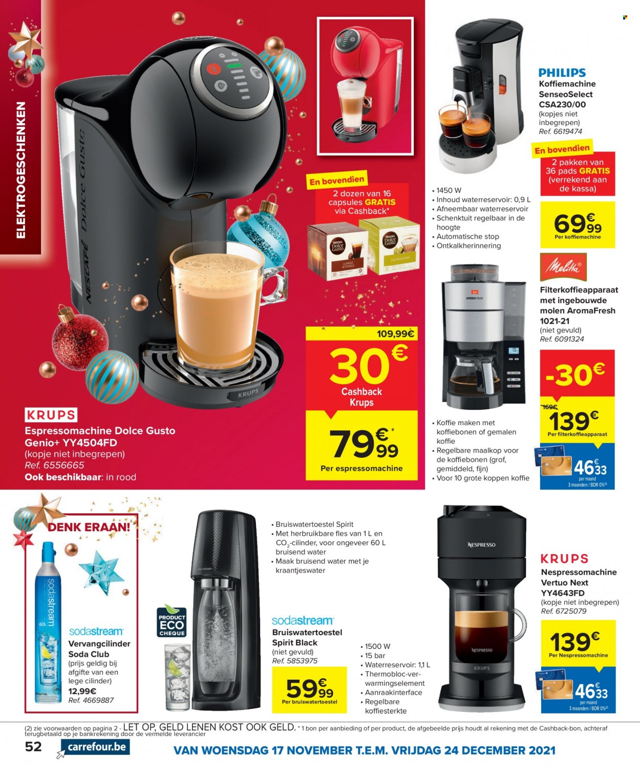 thumbnail - Carrefour hypermarkt-aanbieding - 17/11/2021 - 24/12/2021 -  producten in de aanbieding - Dolce Gusto, koffie, Krups. Pagina 52.
