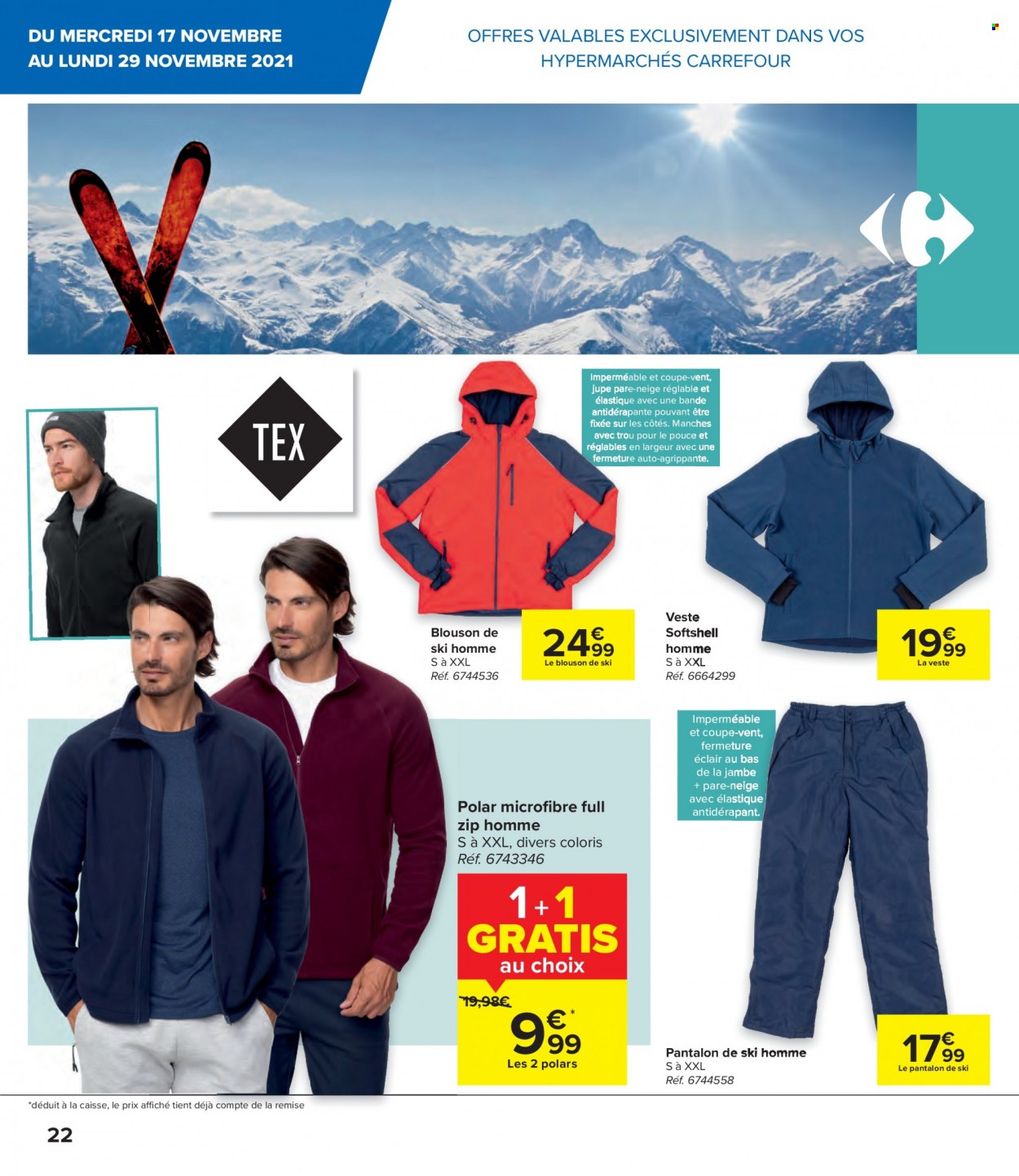 thumbnail - Carrefour hypermarkt-aanbieding - 17/11/2021 - 29/11/2021 -  producten in de aanbieding - éclairs, softshell, pantalon, ski. Pagina 2.