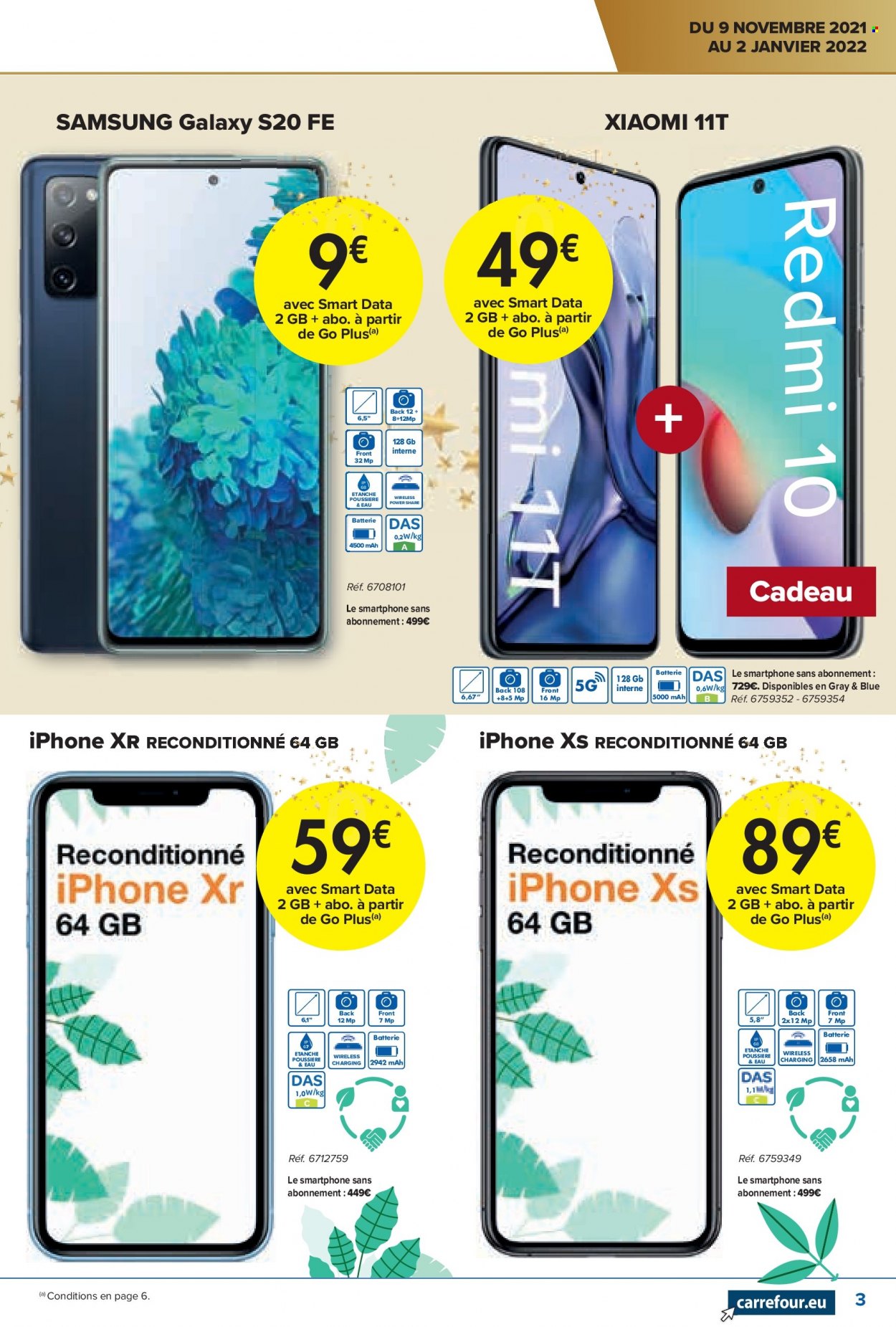 thumbnail - Carrefour hypermarkt-aanbieding - 09/11/2021 - 02/01/2022 -  producten in de aanbieding - Samsung, smartphone, Samsung Galaxy S20, iPhone, iPhone XR, iPhone XS. Pagina 3.