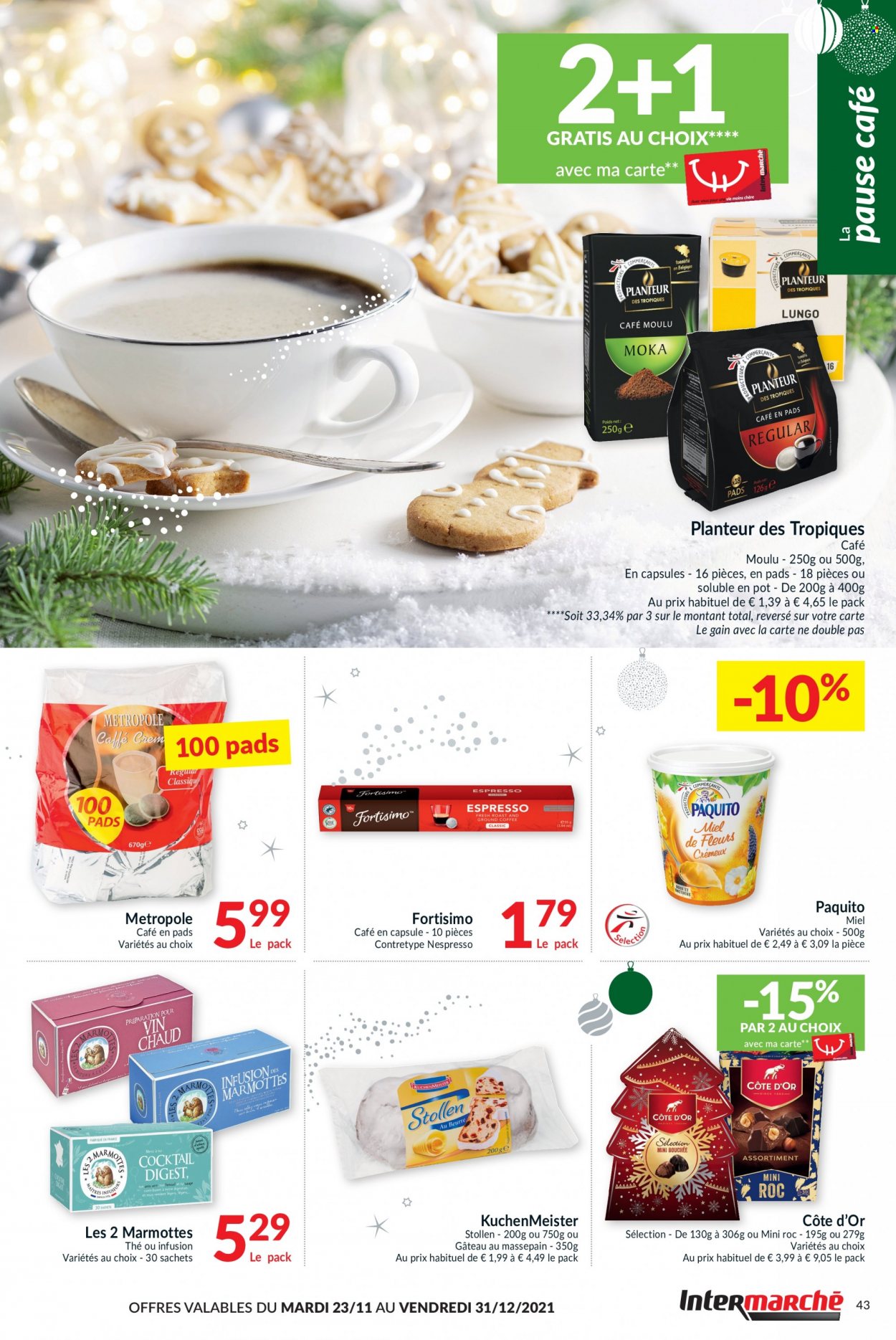 thumbnail - Intermarché-aanbieding - 23/11/2021 - 31/12/2021 -  producten in de aanbieding - stollen, Nespresso. Pagina 43.