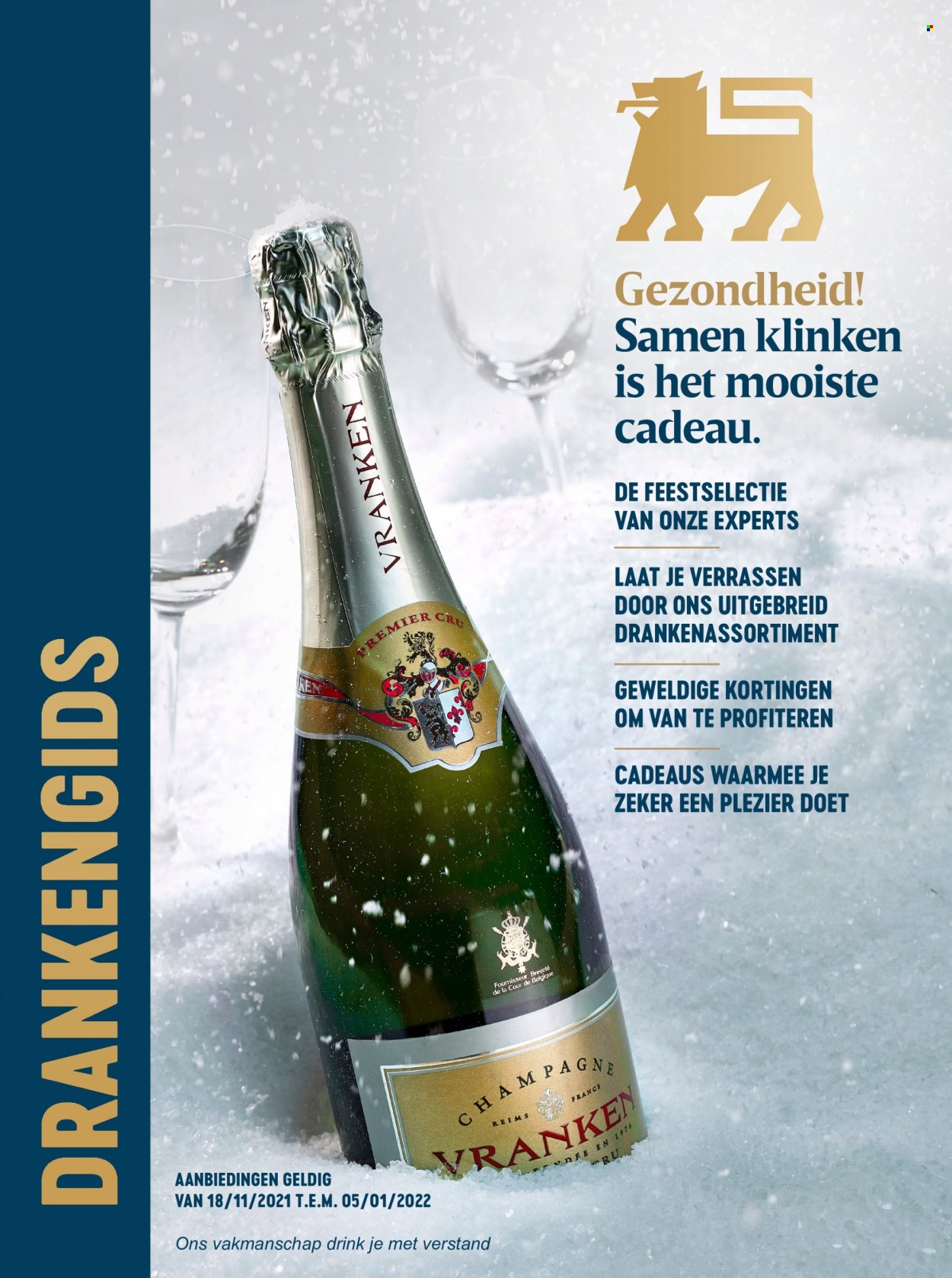 thumbnail - Catalogue Delhaize - 18/11/2021 - 05/01/2022 - Produits soldés - champagne, alcool. Page 1.