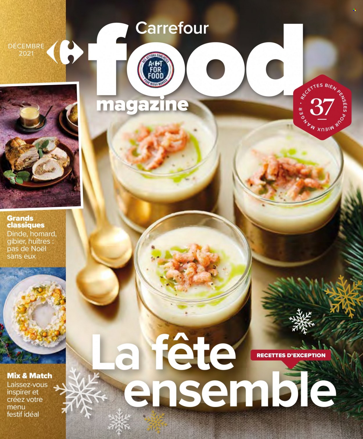thumbnail - Catalogue Carrefour - 01/12/2021 - 02/02/2022 - Produits soldés - homard, huître, magazine. Page 1.