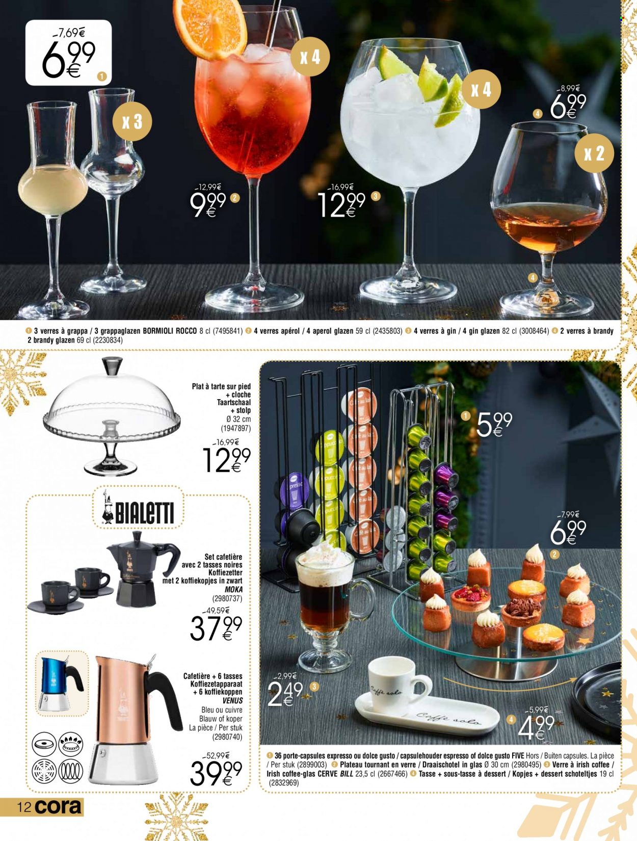 thumbnail - Cora-aanbieding - 26/11/2021 - 24/12/2021 -  producten in de aanbieding - Dolce Gusto, Espresso, brandy, Grappa, Aperol, gin, Venus, koffiezetter, glazen, koffiemachine. Pagina 12.