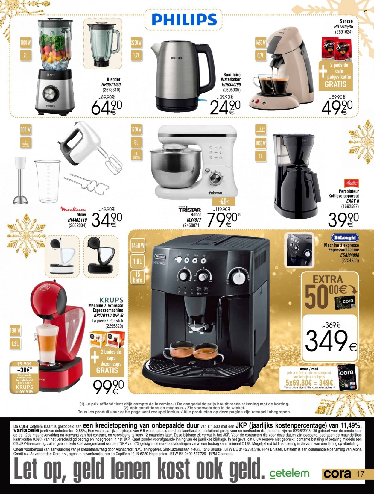 thumbnail - Cora-aanbieding - 26/11/2021 - 24/12/2021 -  producten in de aanbieding - koffie, Senseo, koffiemachine, mixer, blender, waterkoker, robot. Pagina 17.