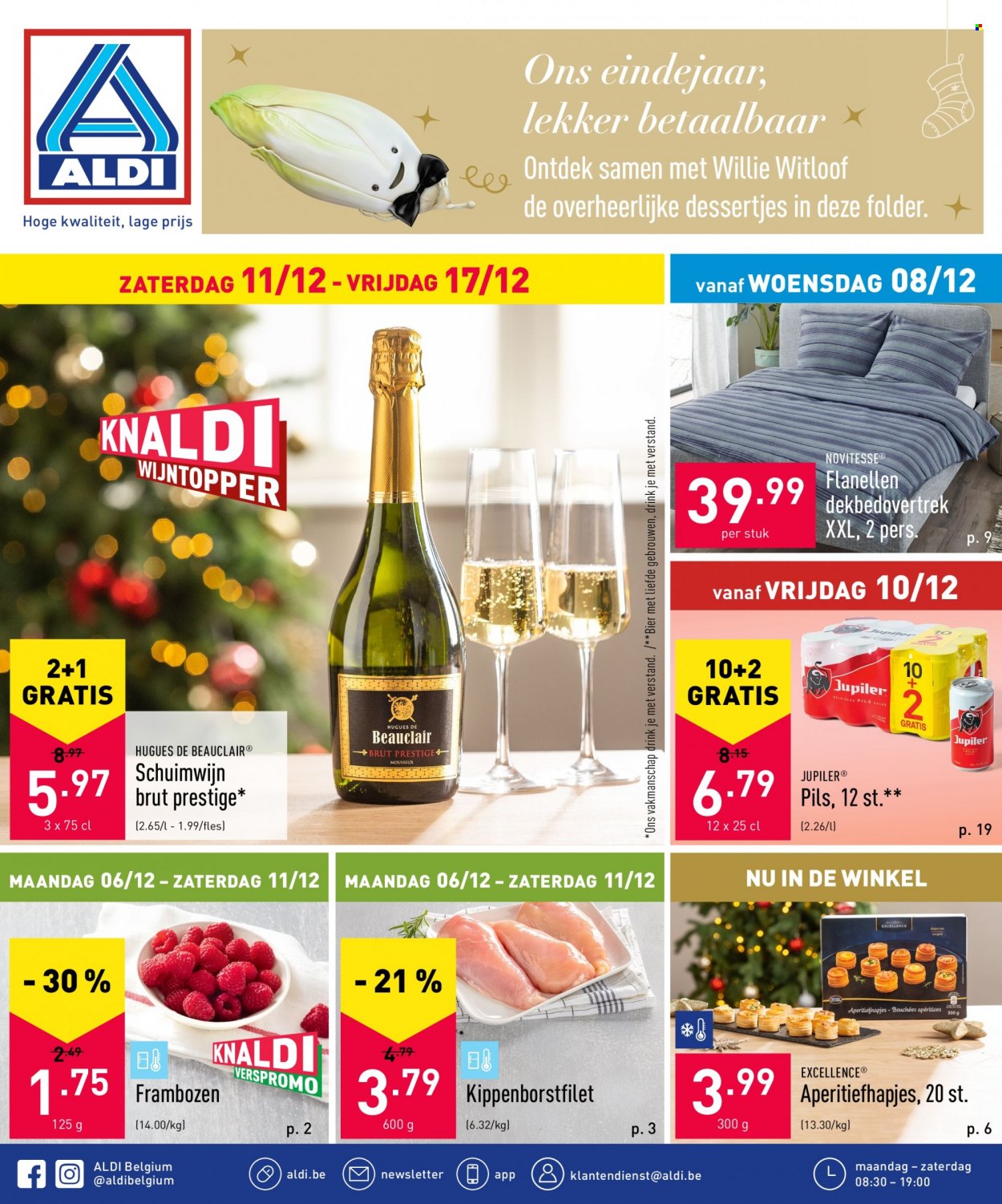 thumbnail - ALDI-aanbieding - 11/12/2021 - 17/12/2021 -  producten in de aanbieding - Jupiler, bier, frambozen, aperitiefhapjes, dekbedovertrek. Pagina 1.