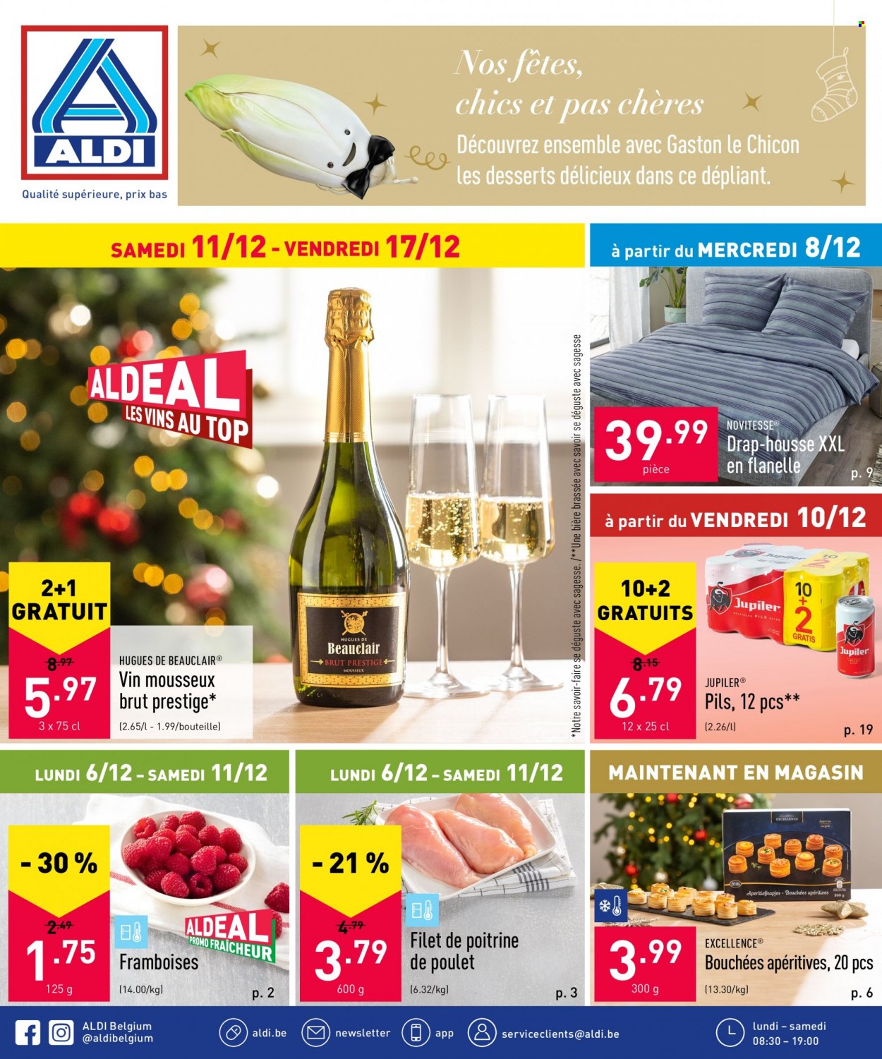 thumbnail - Catalogue ALDI - 11/12/2021 - 17/12/2021 - Produits soldés - bouchées, vin, housse, drap, drap housse. Page 1.