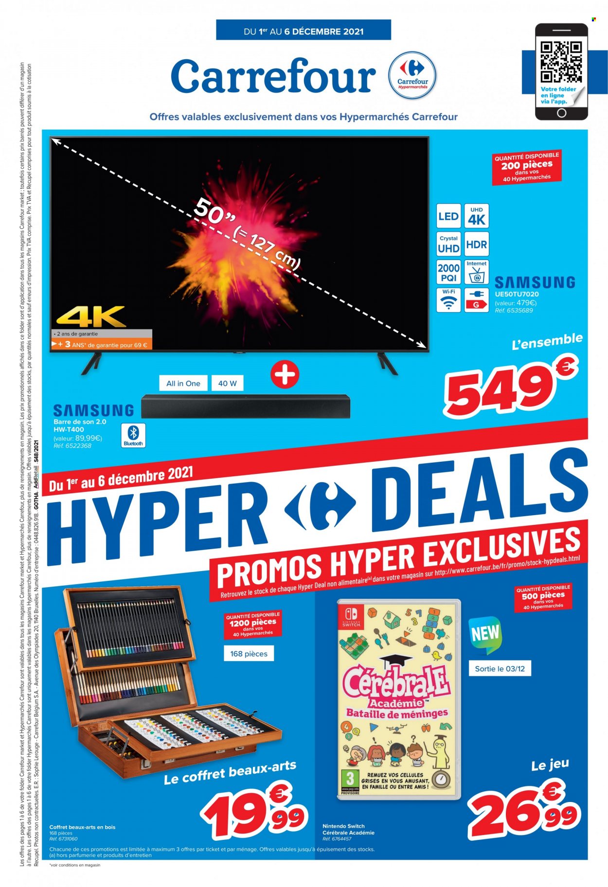 thumbnail - Catalogue Carrefour hypermarkt - 01/12/2021 - 06/12/2021 - Produits soldés - Nintendo Switch, barre de son. Page 1.