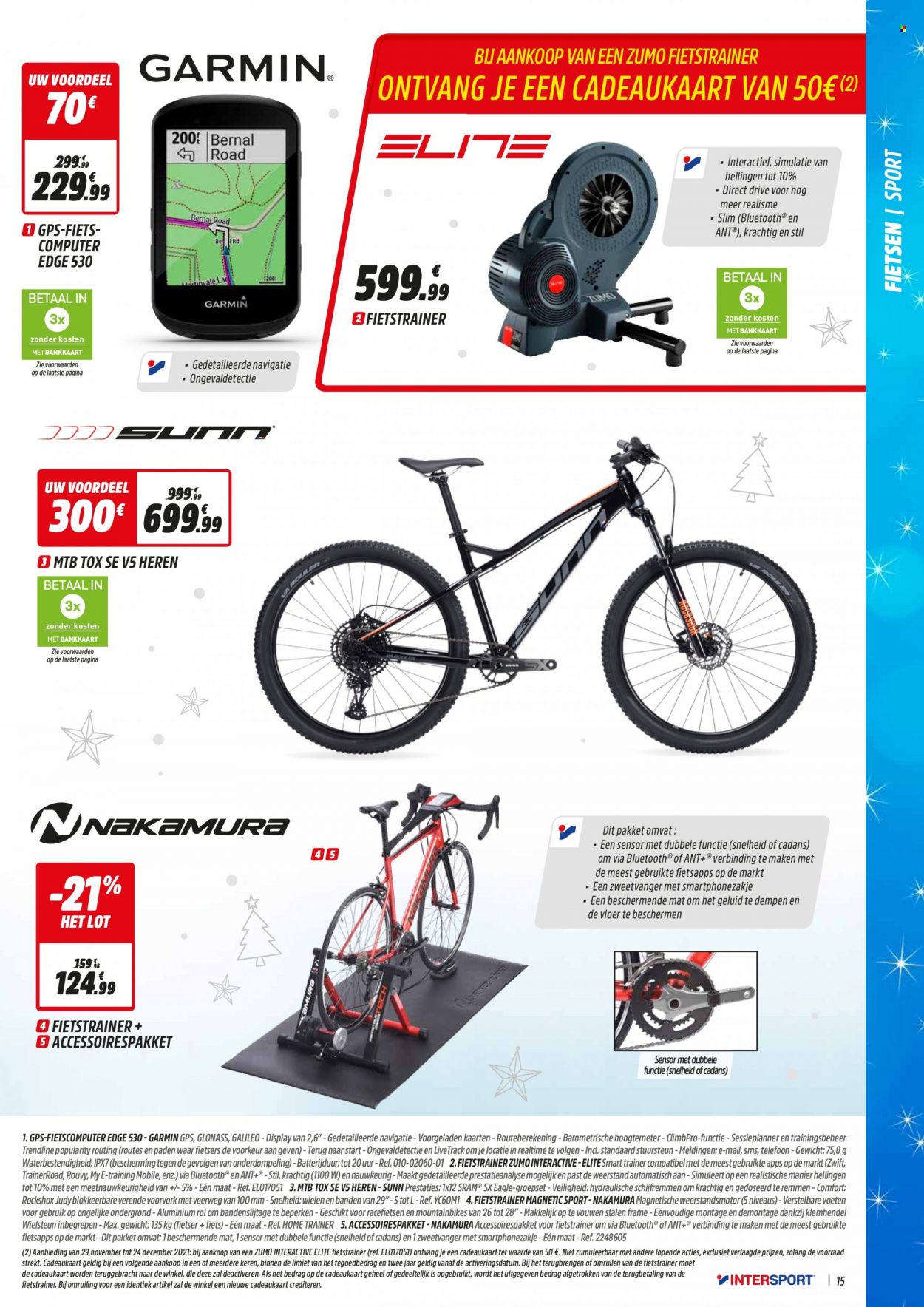 thumbnail - Intersport-aanbieding - 29/11/2021 - 24/12/2021 -  producten in de aanbieding - fietscomputer, fiets. Pagina 15.