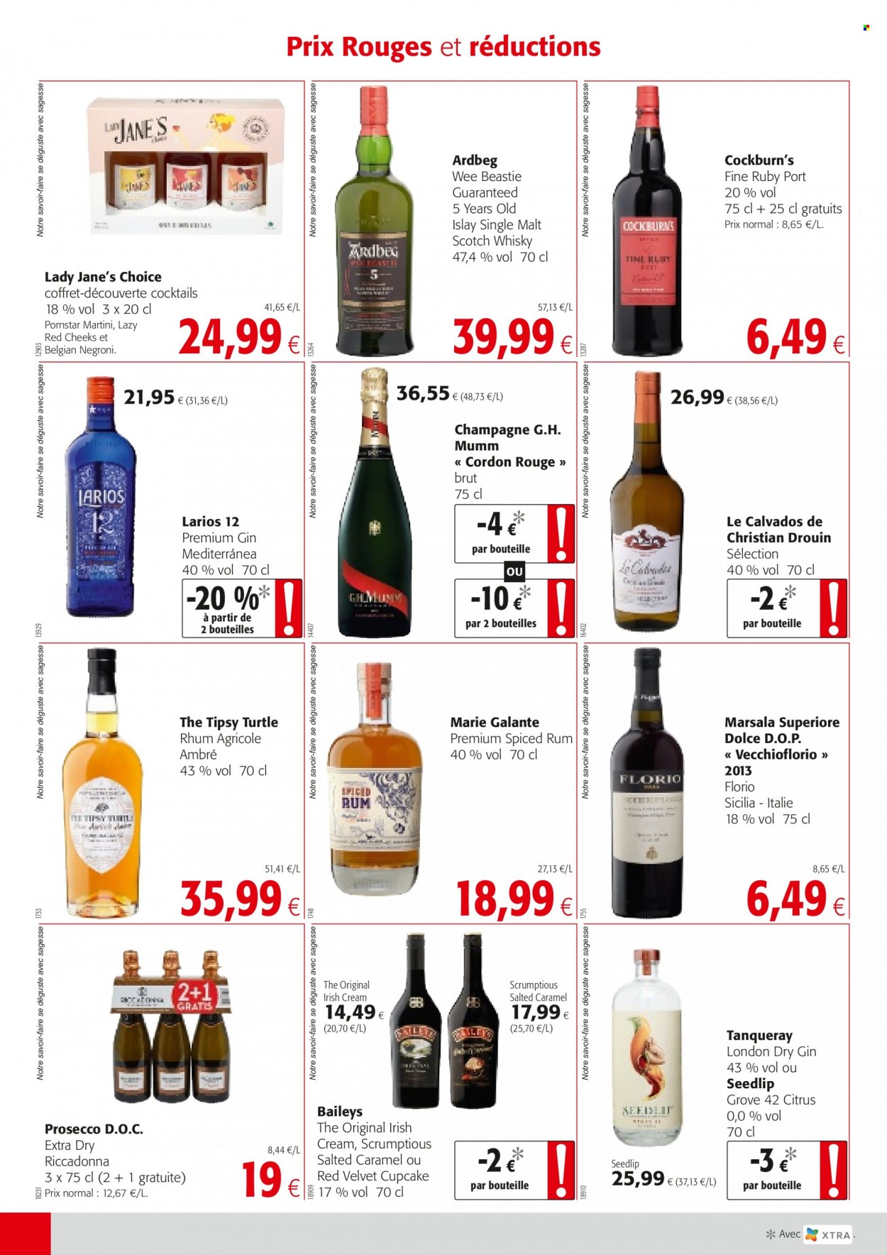 thumbnail - Colruyt-aanbieding - 01/12/2021 - 14/12/2021 -  producten in de aanbieding - cupcakes, champagne, Marsala, prosecco, rum, London Dry Gin, scotch whisky, Single Malt, Spiced rum, Calvados, Martini, whisky, gin. Pagina 2.