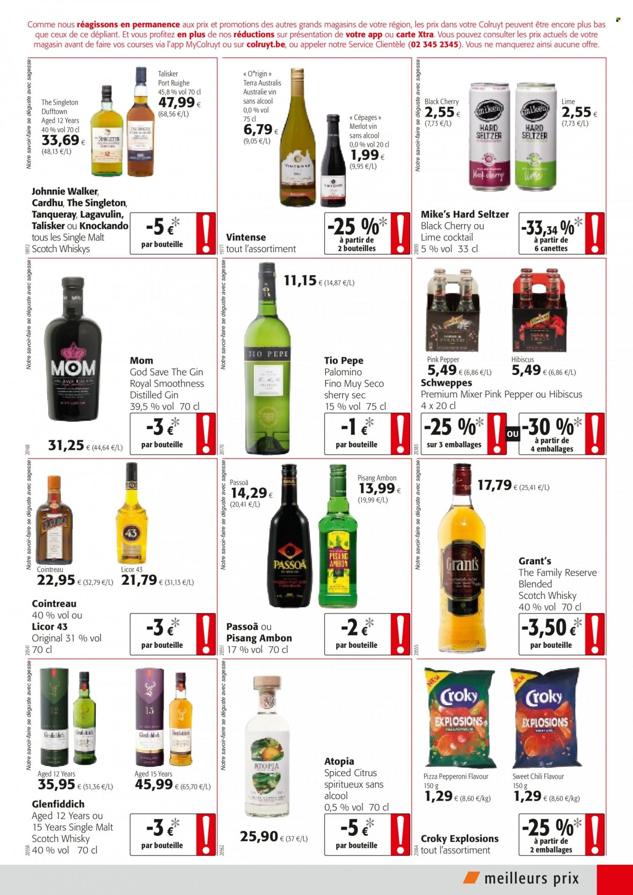 thumbnail - Colruyt-aanbieding - 01/12/2021 - 14/12/2021 -  producten in de aanbieding - pizza, pepperoni, sweet chili sauce, Schweppes, Merlot, blended scotch whisky, scotch whisky, sherry, Single Malt, Grant‘s, Cointreau, whisky, gin. Pagina 3.