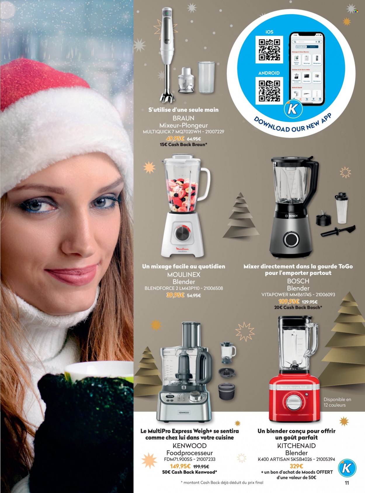 thumbnail - Catalogue Krëfel - 01/12/2021 - 31/12/2021 - Produits soldés - Bosch, Braun, Kitchenaid, blender, Moulinex, mixeur. Page 11.
