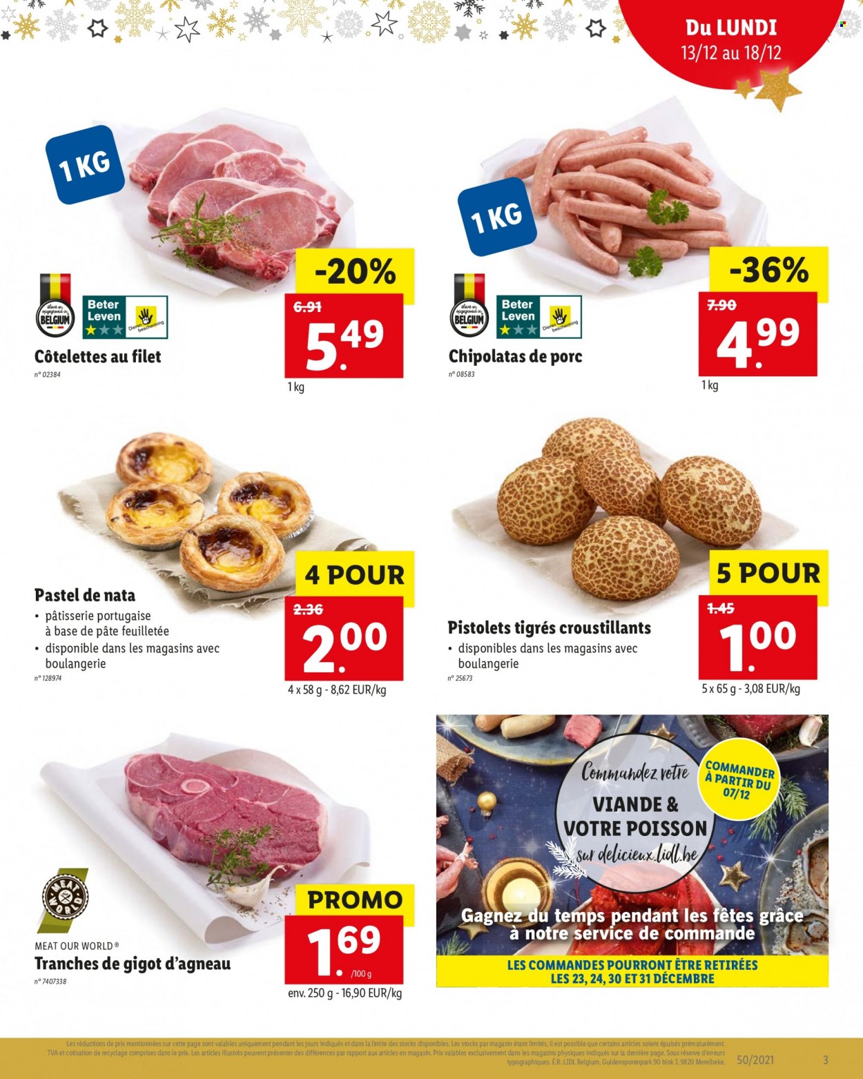 thumbnail - Catalogue Lidl - 13/12/2021 - 18/12/2021 - Produits soldés - gigot d'agneau, viande d'agneau, chipolata, pâte feuilletée. Page 3.
