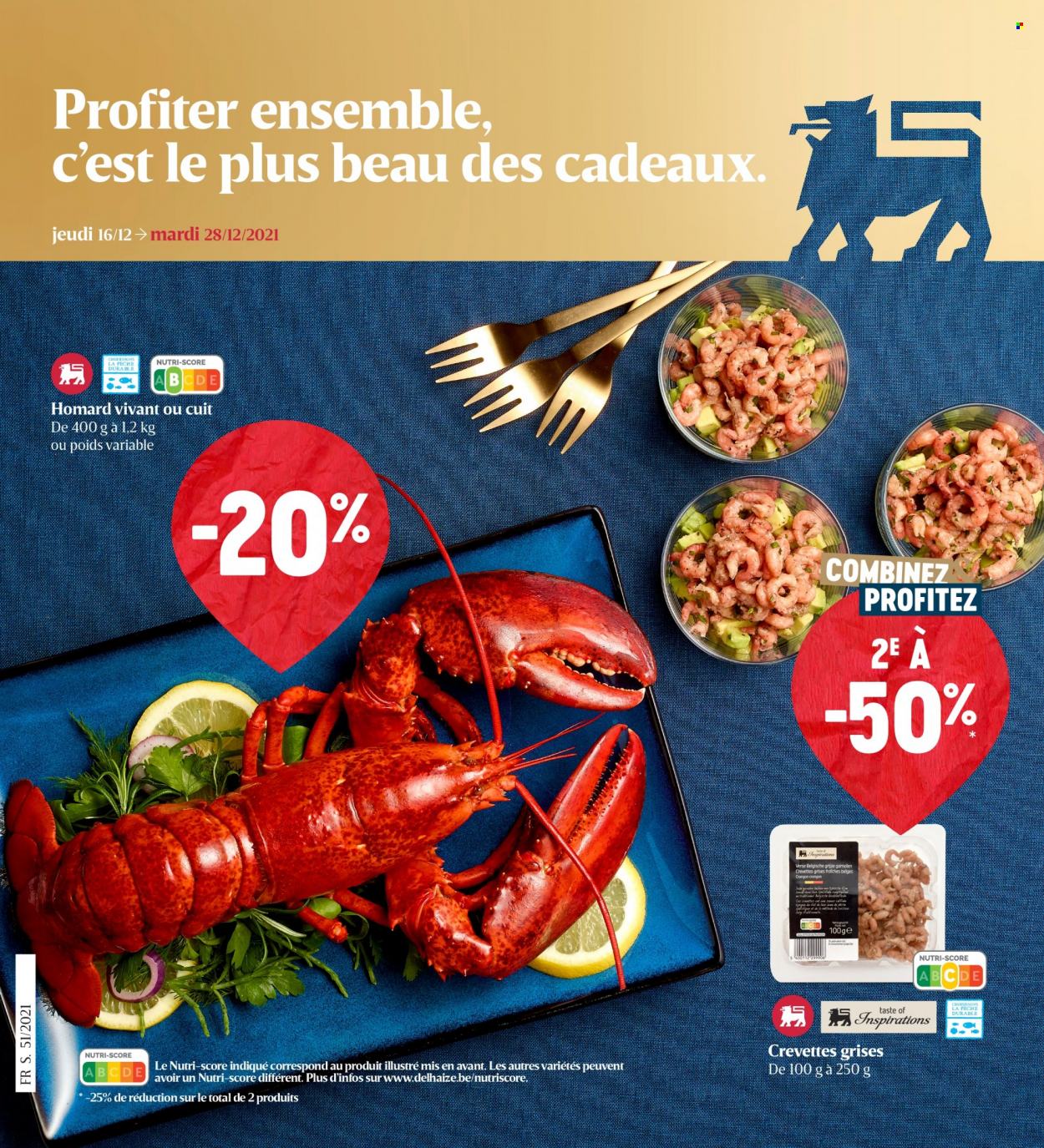 thumbnail - Catalogue Delhaize - 16/12/2021 - 28/12/2021 - Produits soldés - crevettes, homard. Page 1.