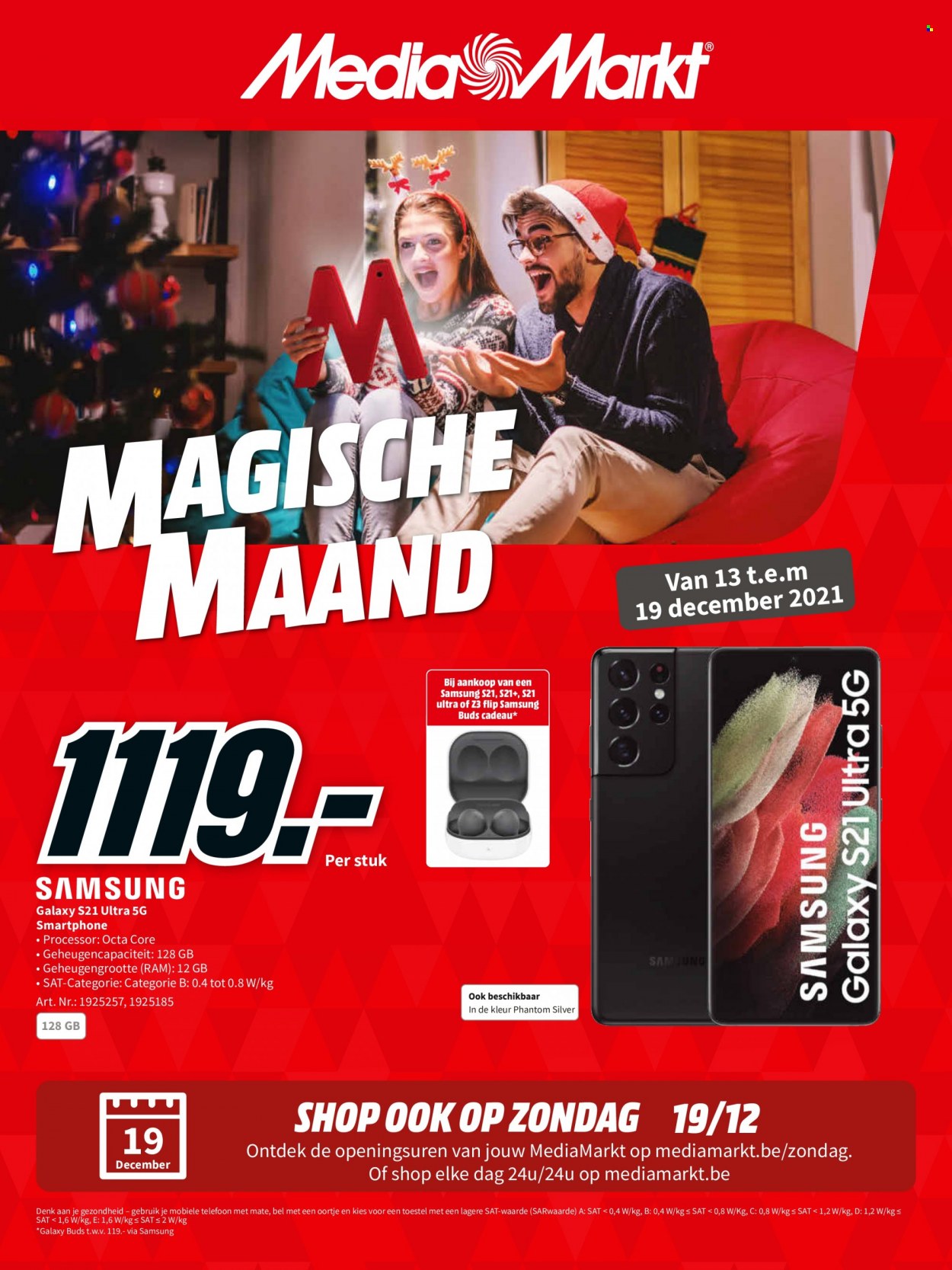 thumbnail - MediaMarkt-aanbieding - 13/12/2021 - 19/12/2021 -  producten in de aanbieding - Samsung, smartphone, telefoon, Samsung Galaxy S21, mobiele telefoon. Pagina 1.