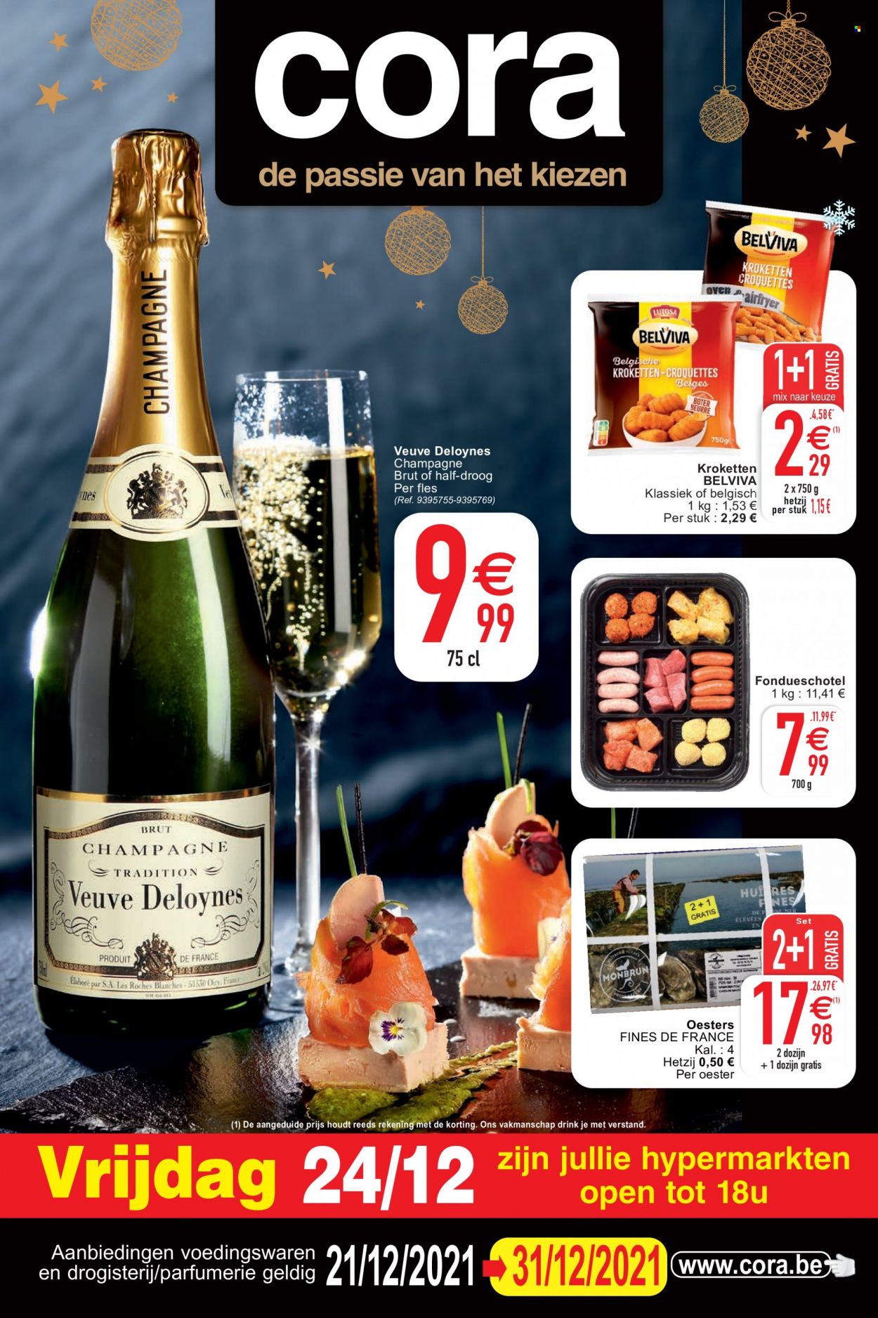 thumbnail - Cora-aanbieding - 21/12/2021 - 31/12/2021 -  producten in de aanbieding - oesters, champagne, messen, airfryer. Pagina 1.