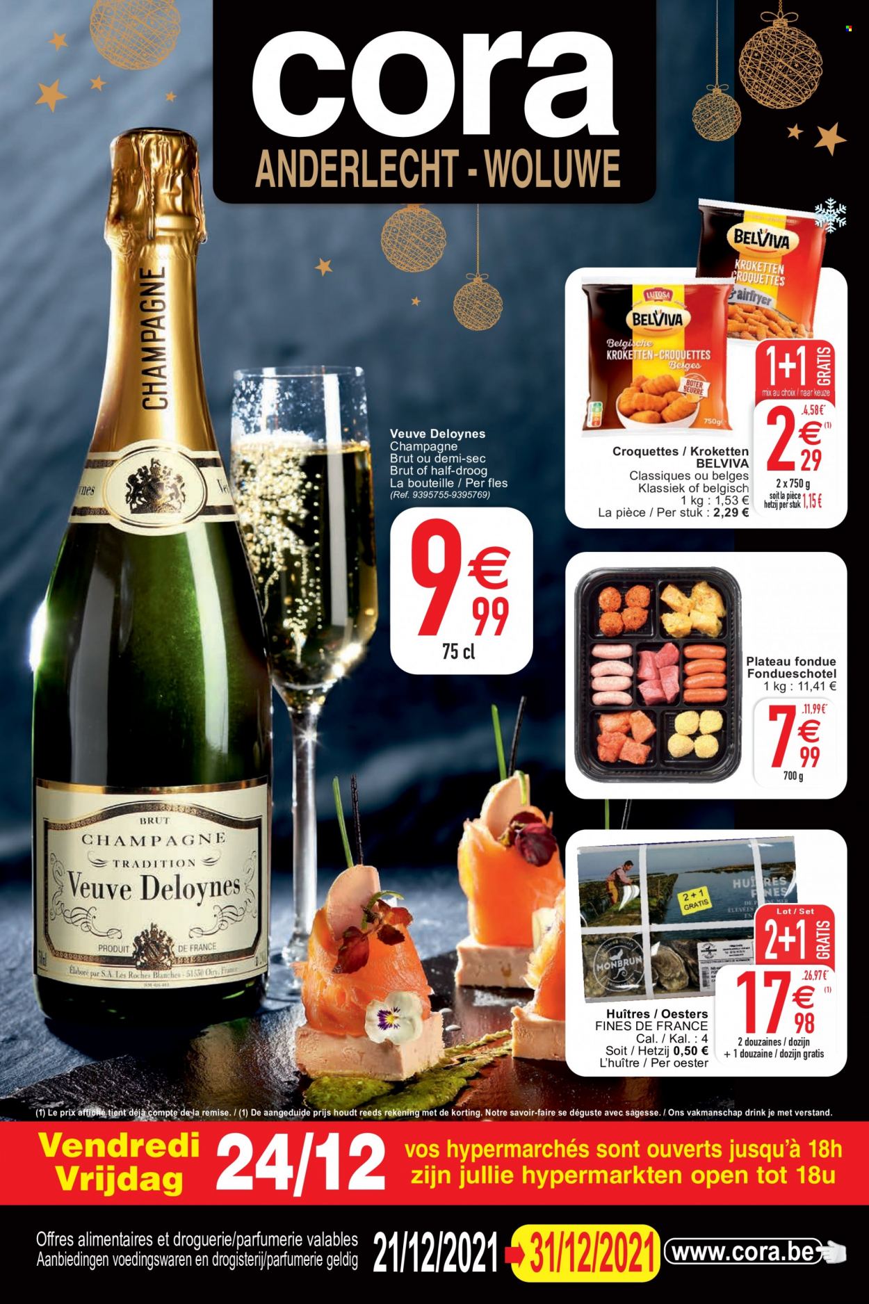 thumbnail - Cora-aanbieding - 21/12/2021 - 31/12/2021 -  producten in de aanbieding - oesters, champagne. Pagina 1.