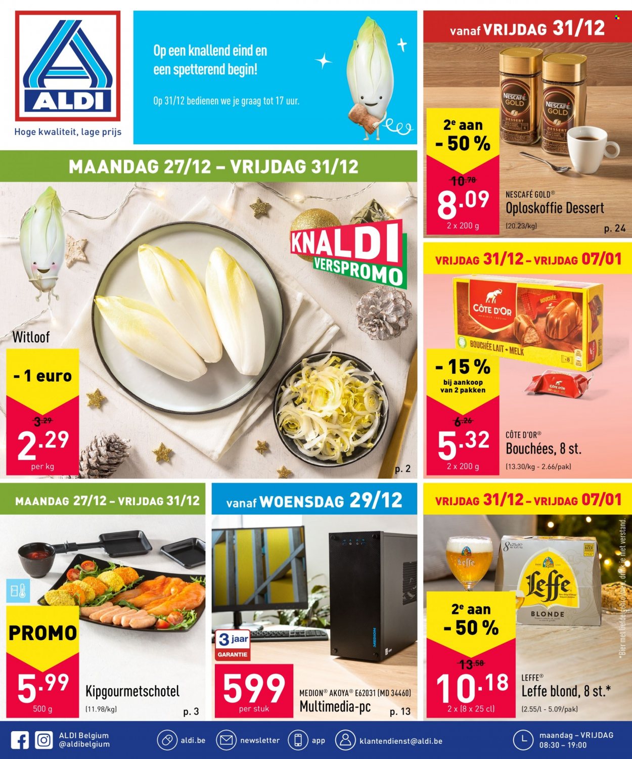 thumbnail - Catalogue ALDI - 27/12/2021 - 31/12/2021 - Produits soldés - Leffe, bouchées, dessert, bouchée, lait, Côte d'Or, Nescafé. Page 1.