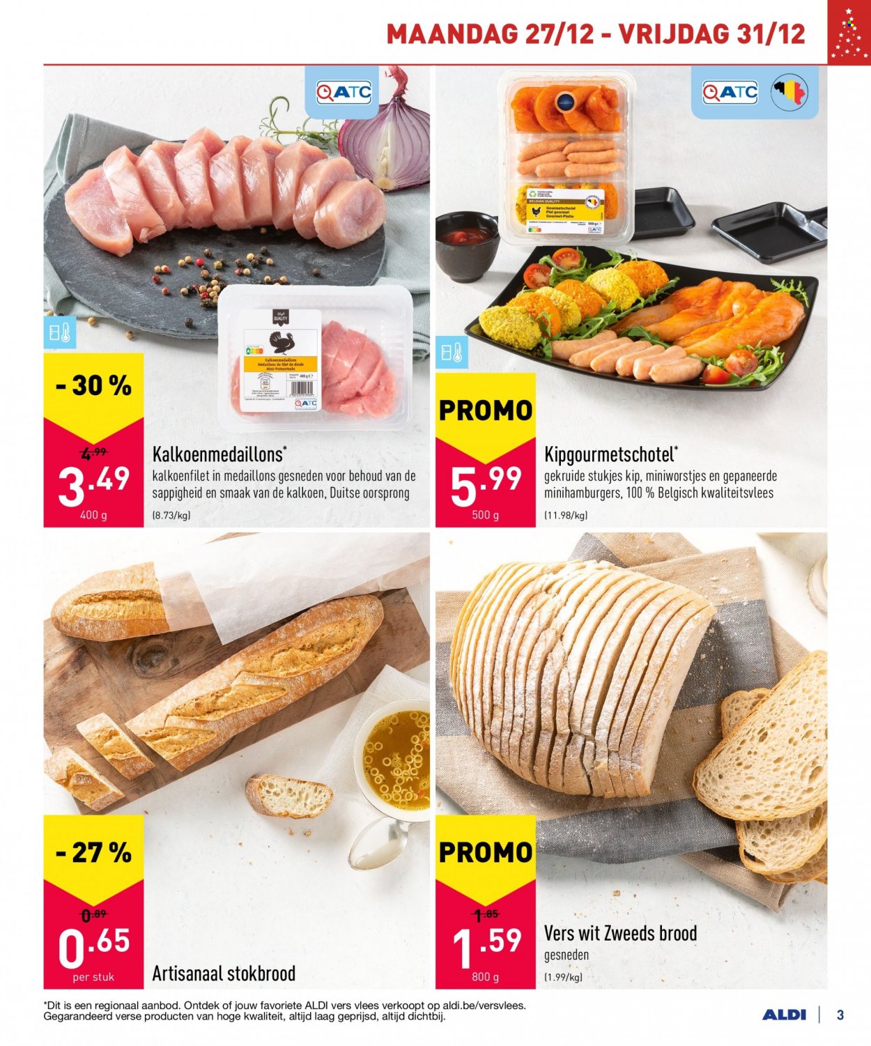 thumbnail - ALDI-aanbieding - 27/12/2021 - 31/12/2021 -  producten in de aanbieding - gourmetschotel, stokbrood, brood, kalkoenfilet. Pagina 3.