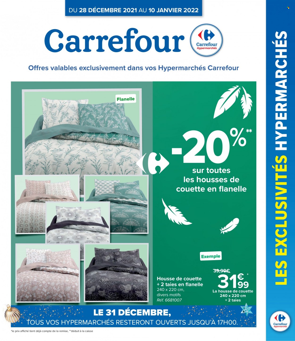 thumbnail - Catalogue Carrefour hypermarkt - 28/12/2021 - 10/01/2022 - Produits soldés - couette, housse de couette, taie. Page 1.
