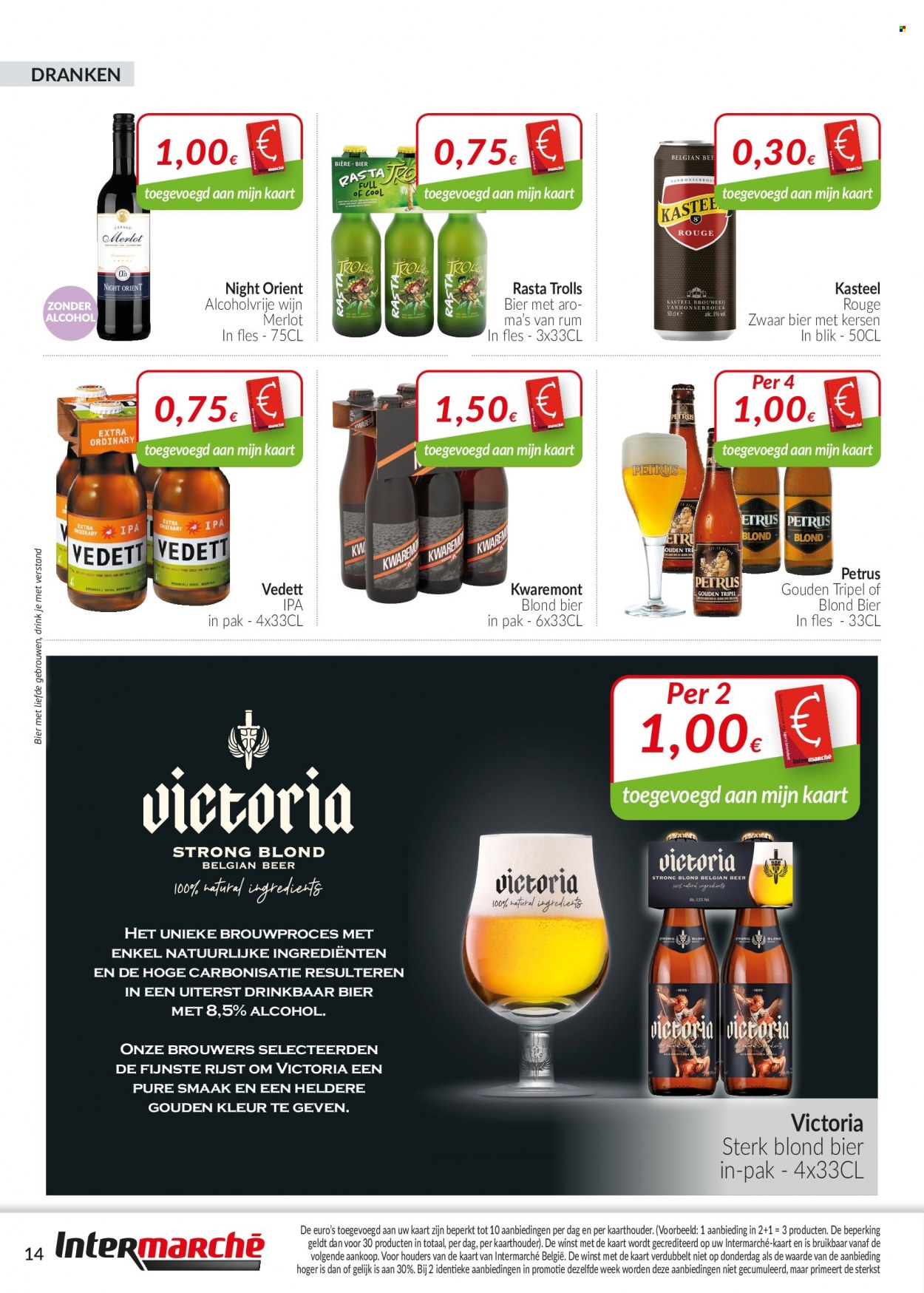 thumbnail - Intermarché-aanbieding - 01/01/2022 - 31/01/2022 -  producten in de aanbieding - bier, kersen, rijst, Merlot, wijn, rum. Pagina 14.